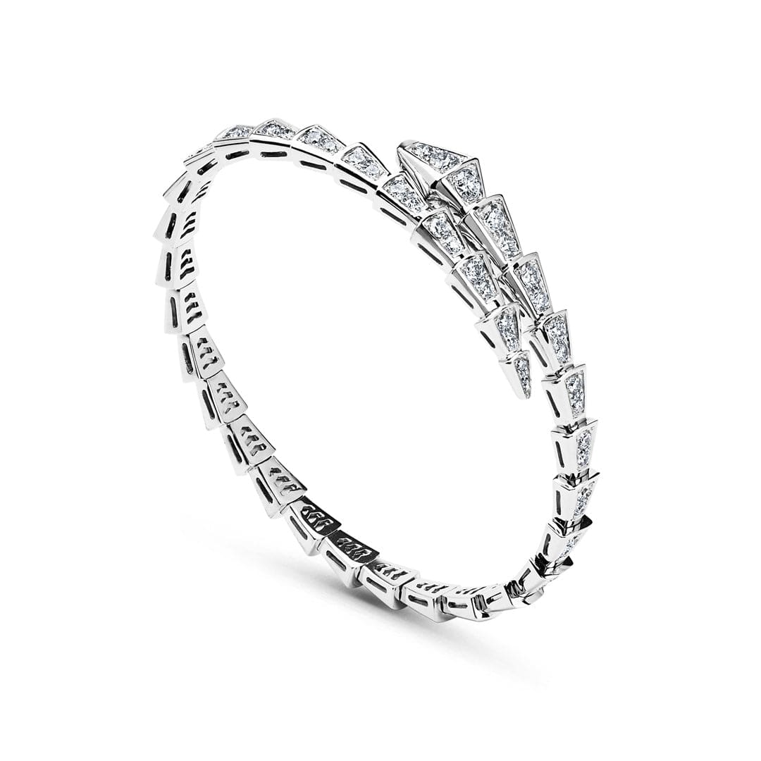 BVLGARI Serpenti Viper Slim Bracelet White Gold Full Pavé Diamonds 351845 - Premium Luxury Product