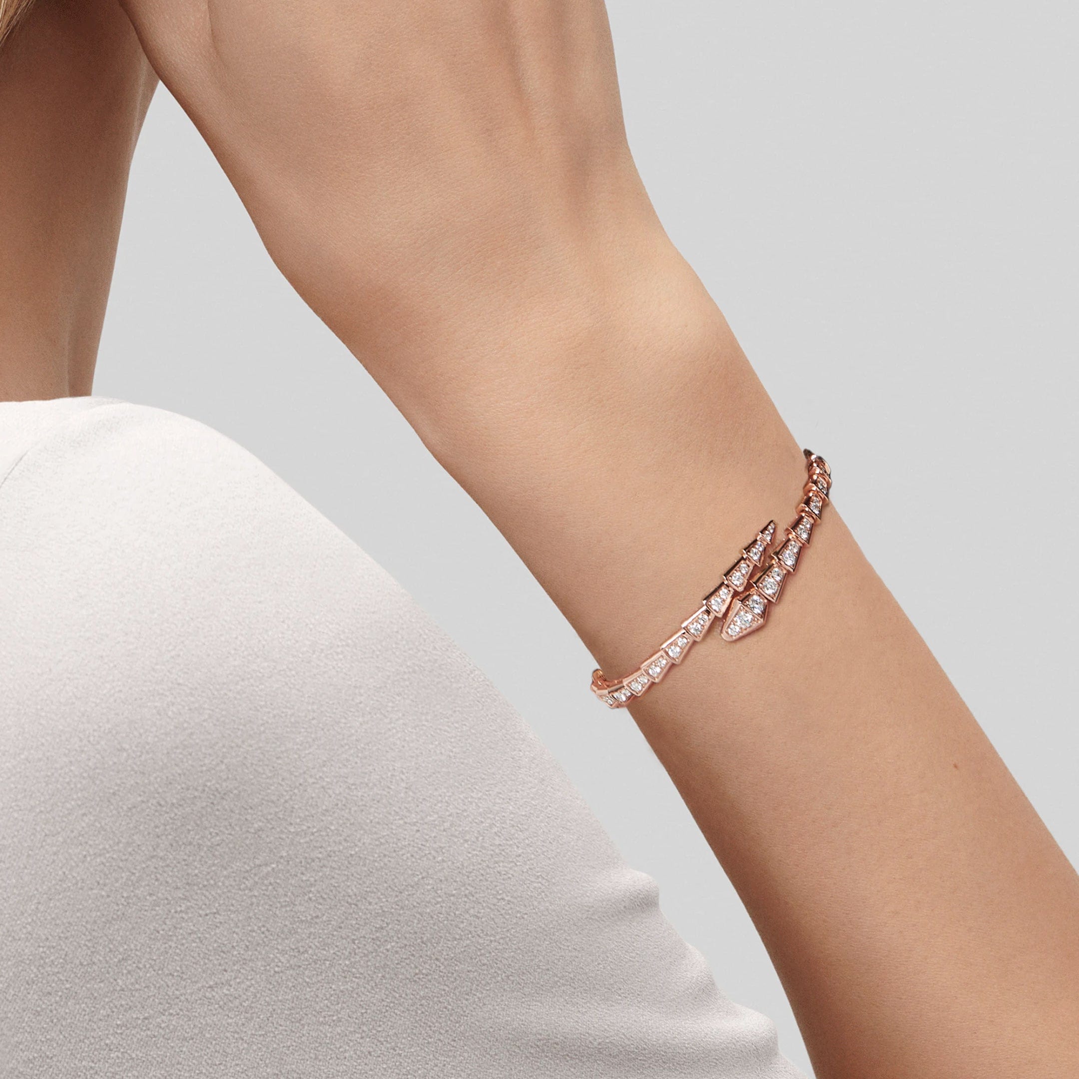 Bvlgari Serpenti Viper Bracelet Rose Gold with Diamond Pavé 353792 - Premium Luxury Product