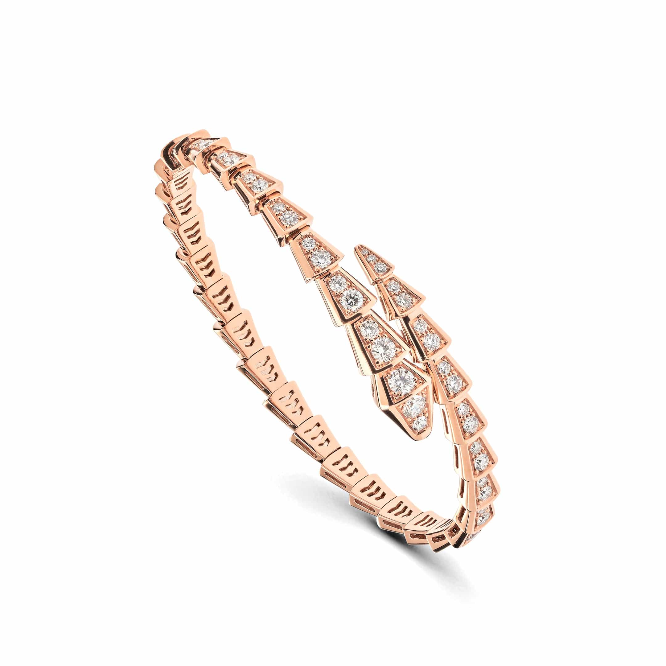 BVLGARI Serpenti Viper Thin Bracelet Rose Gold Full Pavé Diamonds 353793 - Premium Luxury Product
