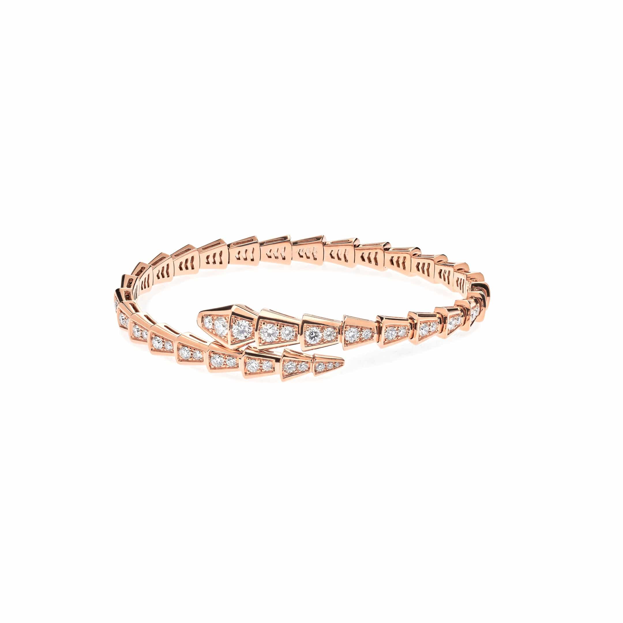 BVLGARI Serpenti Viper Thin Bracelet Rose Gold Full Pavé Diamonds 353793 - Premium Luxury Product
