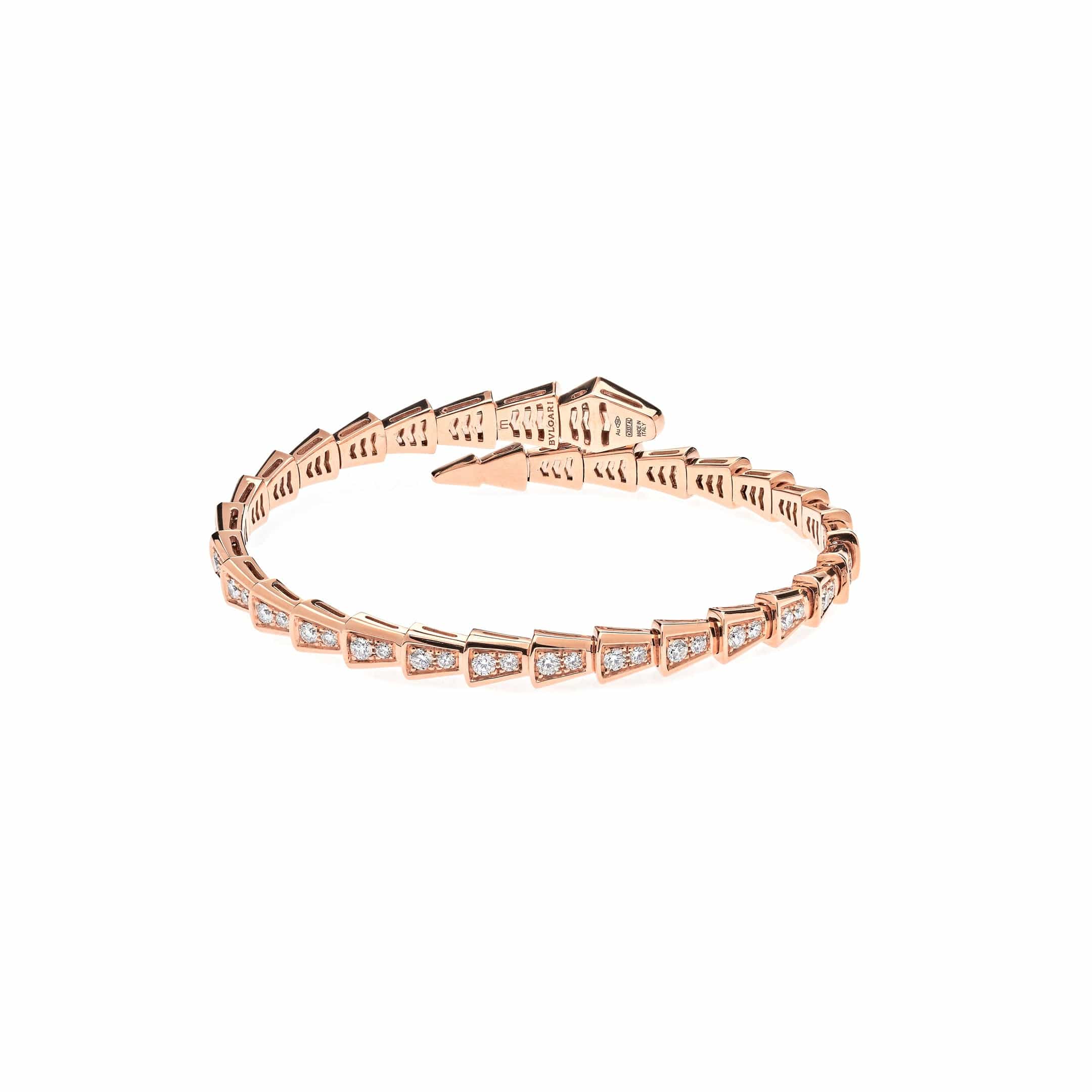 BVLGARI Serpenti Viper Thin Bracelet Rose Gold Full Pavé Diamonds 353793 - Premium Luxury Product