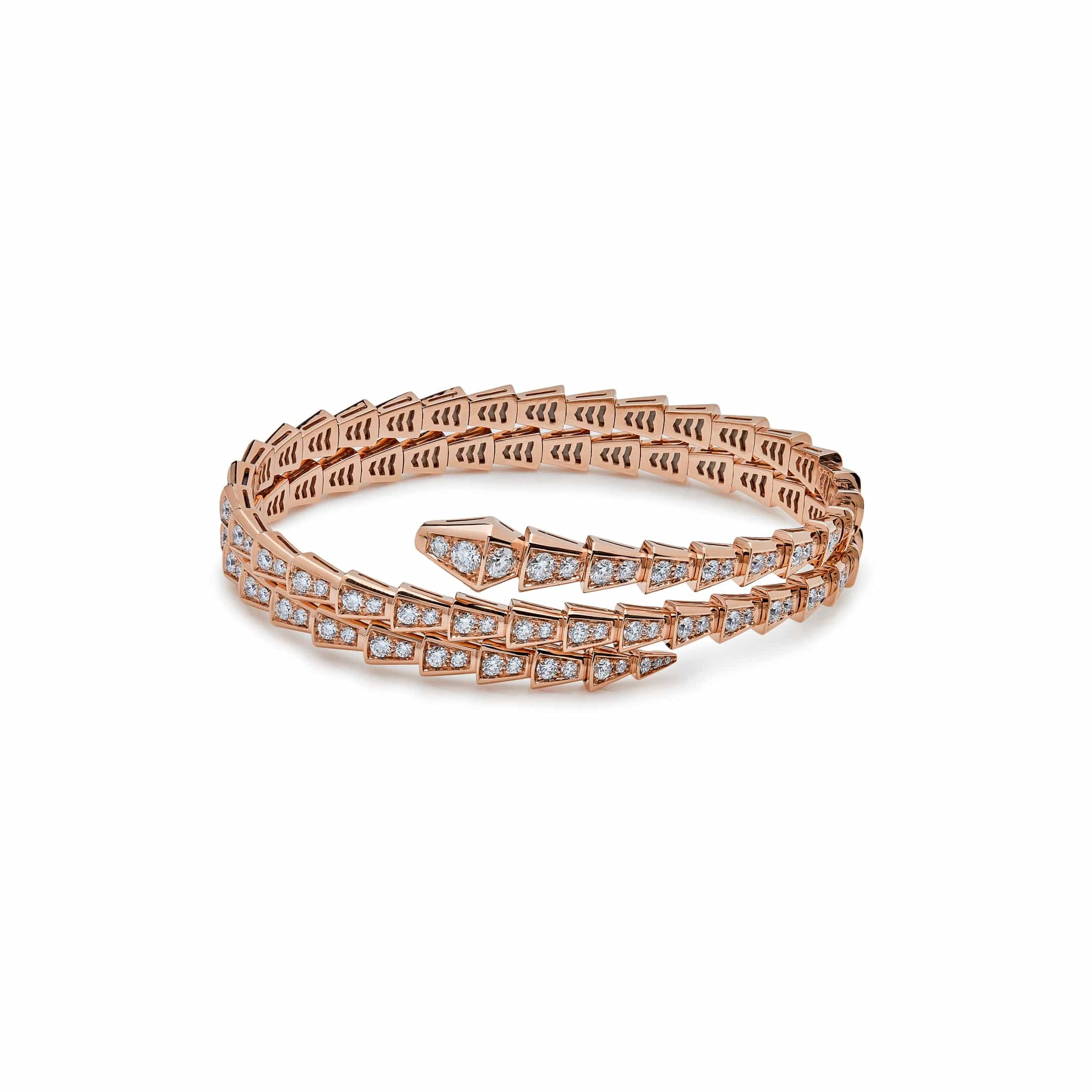 BVLGARI Serpenti Viper Two-Coil Rose Gold Full Pavé Diamonds Bracelet 357270 - Premium Luxury Product