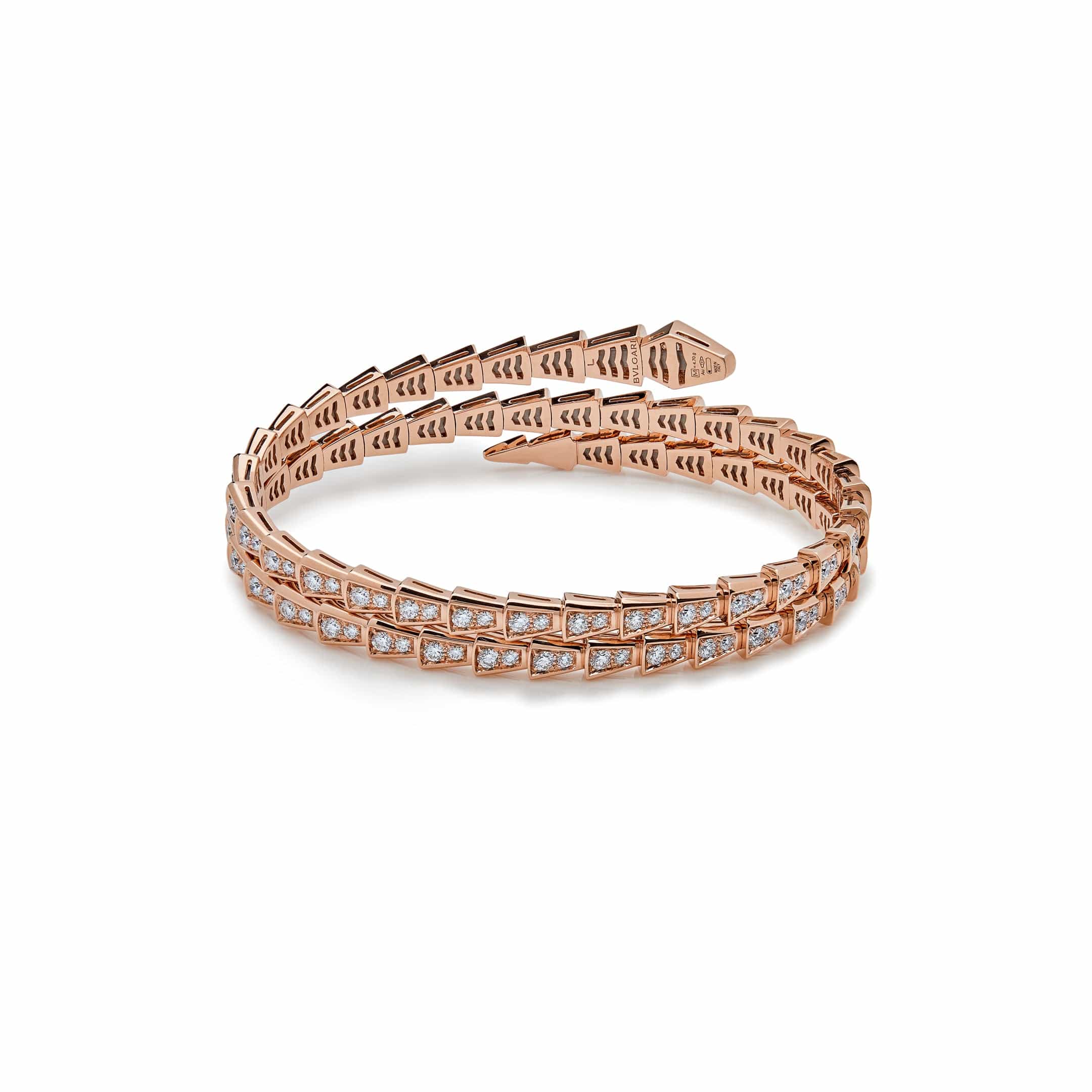 BVLGARI Serpenti Viper Two-Coil Rose Gold Full Pavé Diamonds Bracelet 357270 - Premium Luxury Product