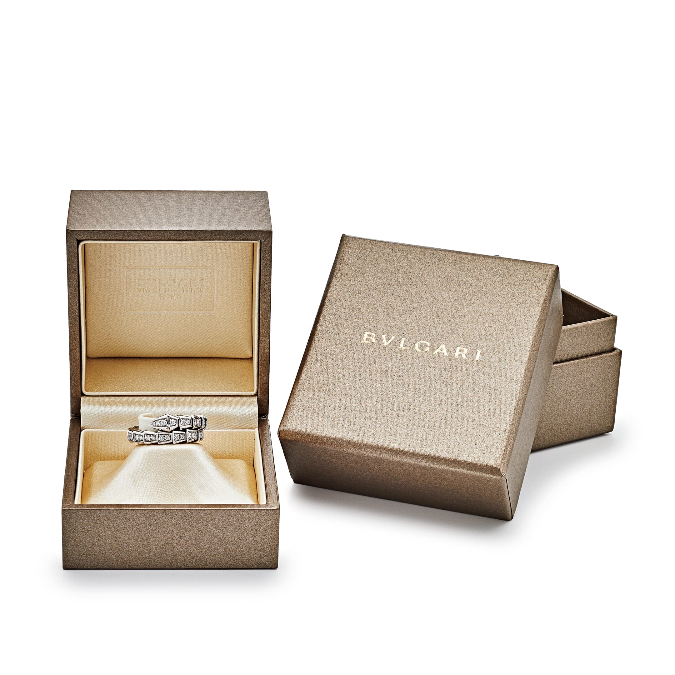 BVLGARI Serpenti Viper White Gold Diamond Ring 354708 - Premium Luxury Product