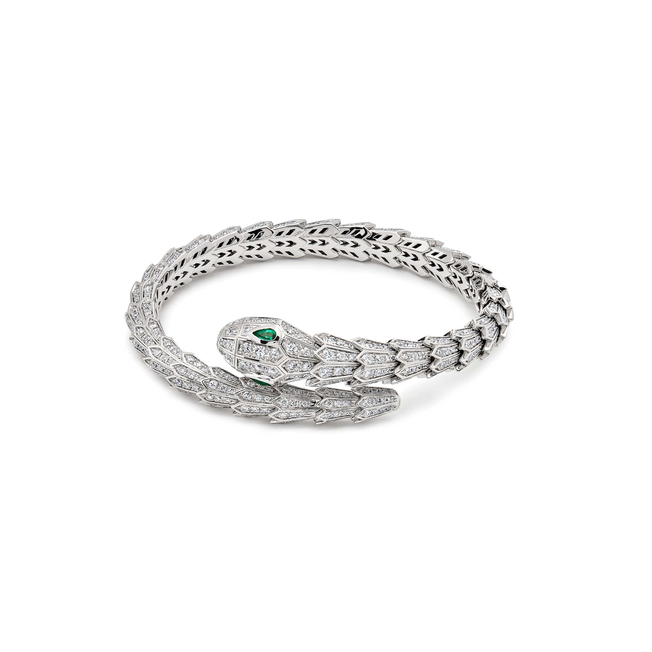 BVLGARI Serpenti White Gold Diamond and Emerald Bracelet 356903 - Premium Luxury Product