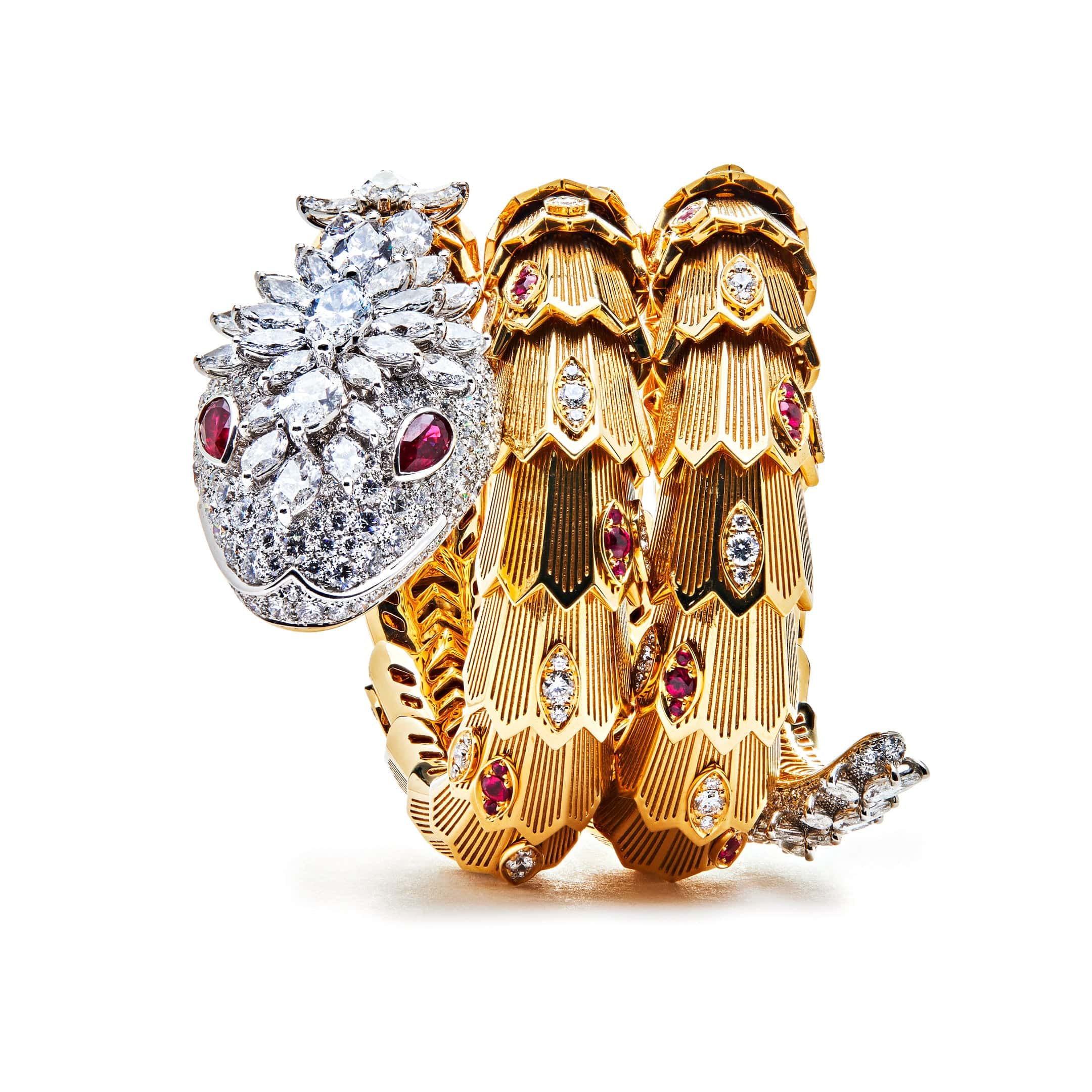 BVLGARI Serpenti Yellow and White Gold Bangle Bracelet 260562 - Premium Luxury Product