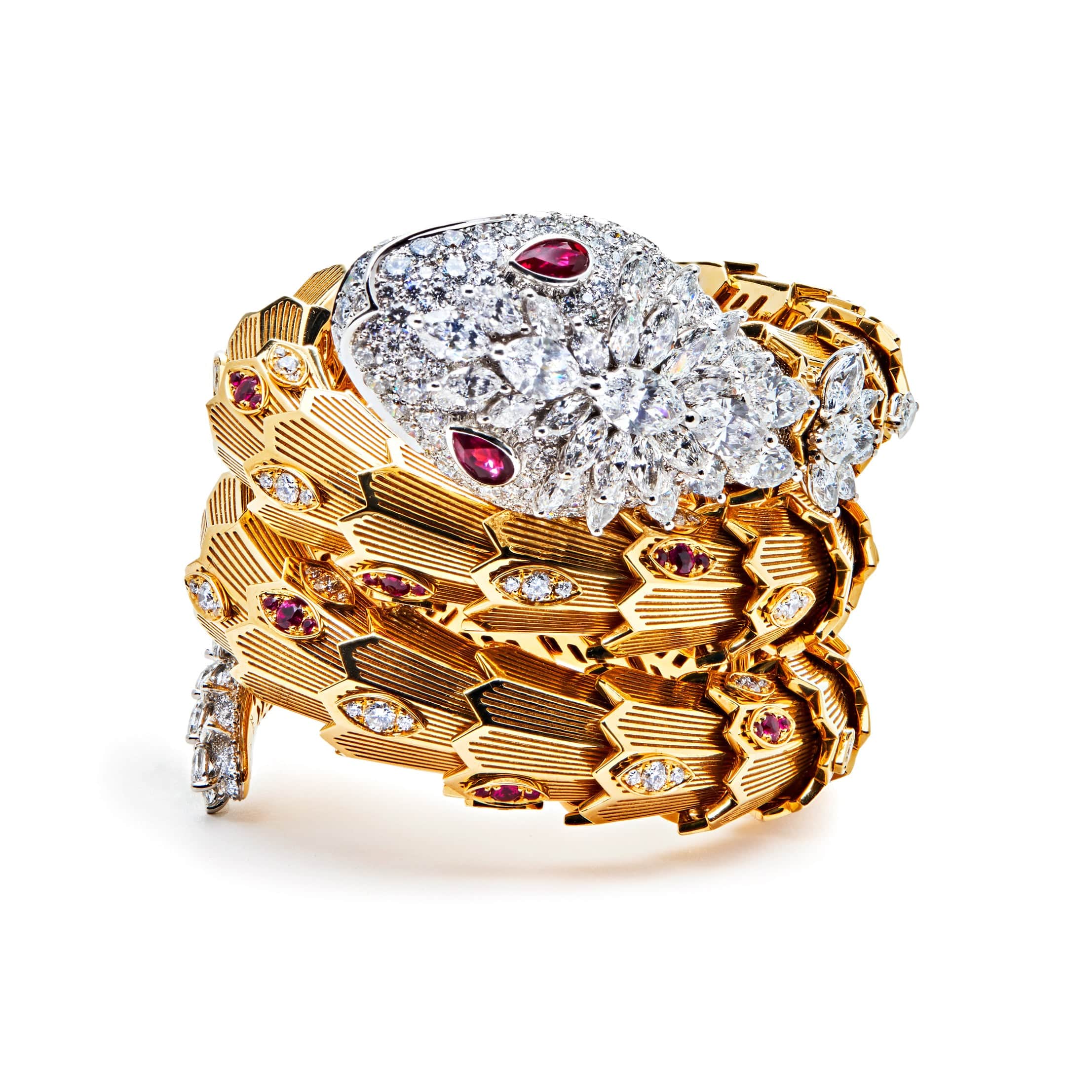 BVLGARI Serpenti Yellow and White Gold Bangle Bracelet 260562 - Premium Luxury Product