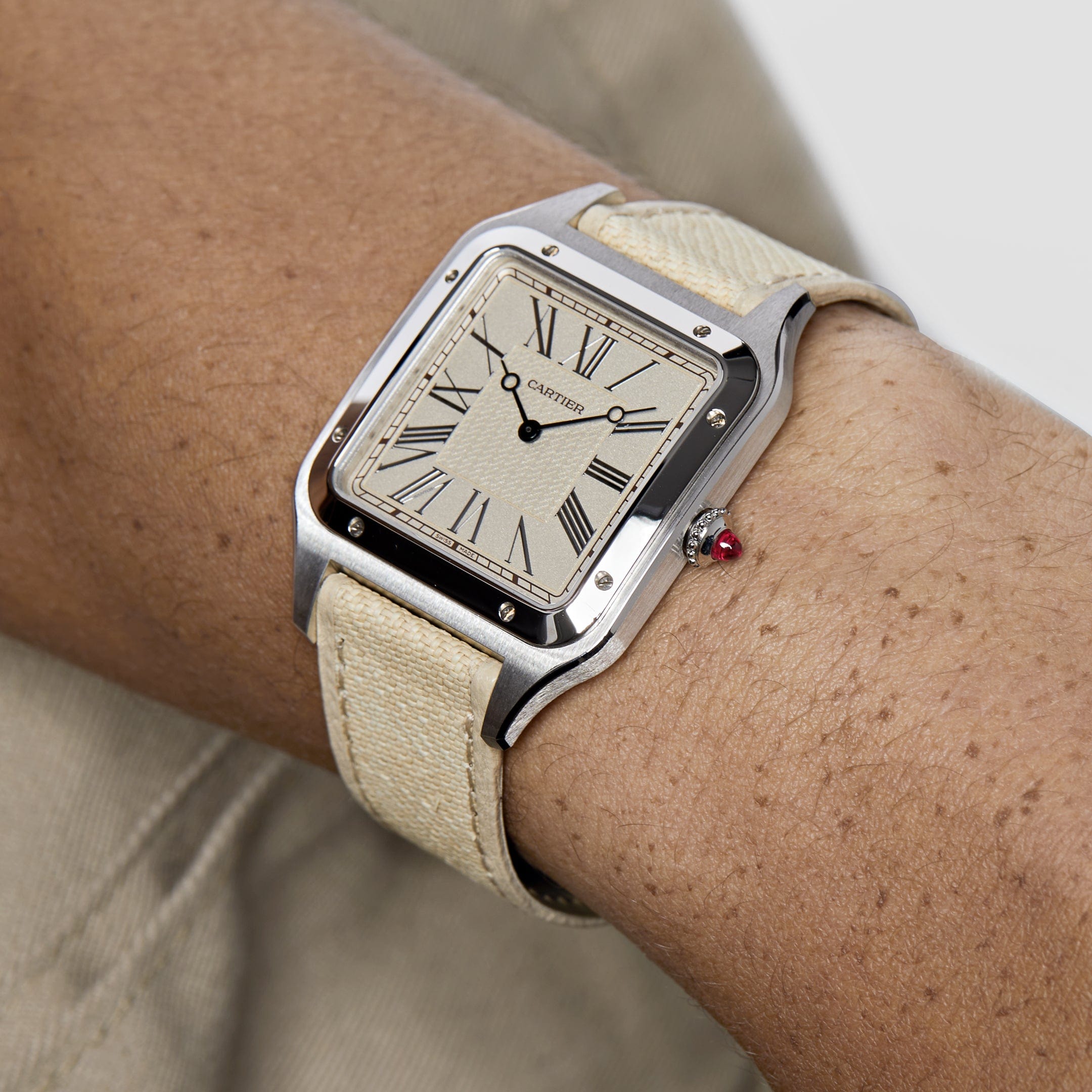 Cartier Santos Dumont XL WGSA0036  “La Demoiselle” Platinum Beige Dial  Limited Edition (2021) - Premium Luxury Product