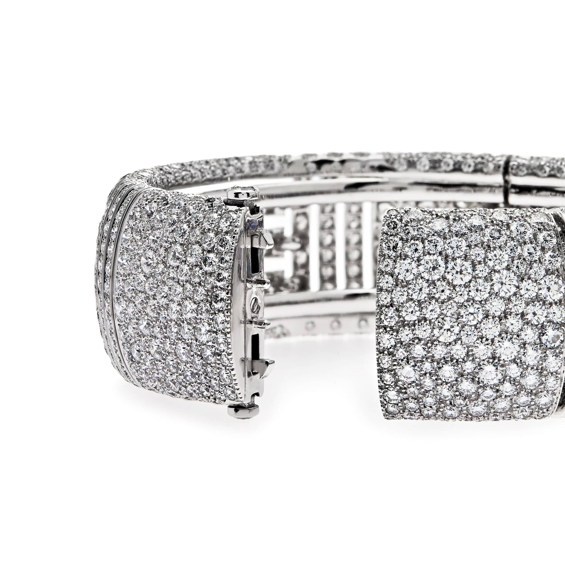 Chanel Oval Diamond and Sapphire White Gold Cuff Bangle J62577 - Premium Luxury Product