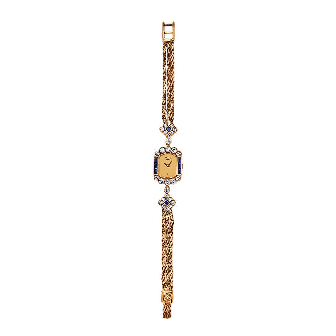 Chopard Vintage Yellow Gold Blue Sapphire Diamond Watch - Premium Luxury Product