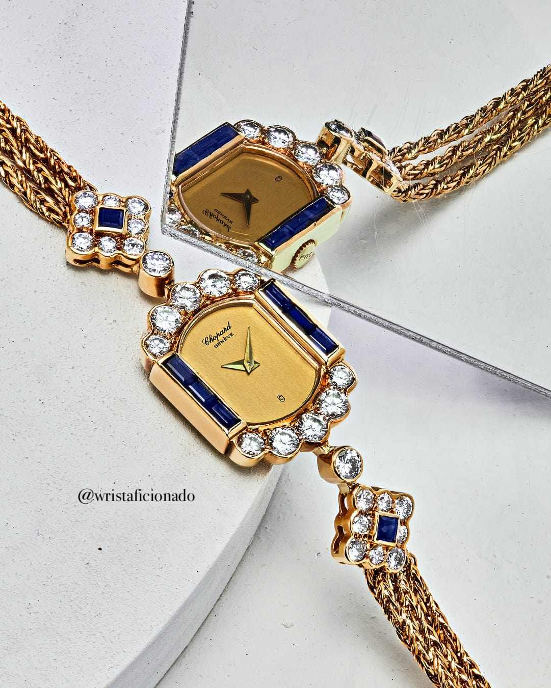 Chopard Vintage Yellow Gold Blue Sapphire Diamond Watch - Premium Luxury Product