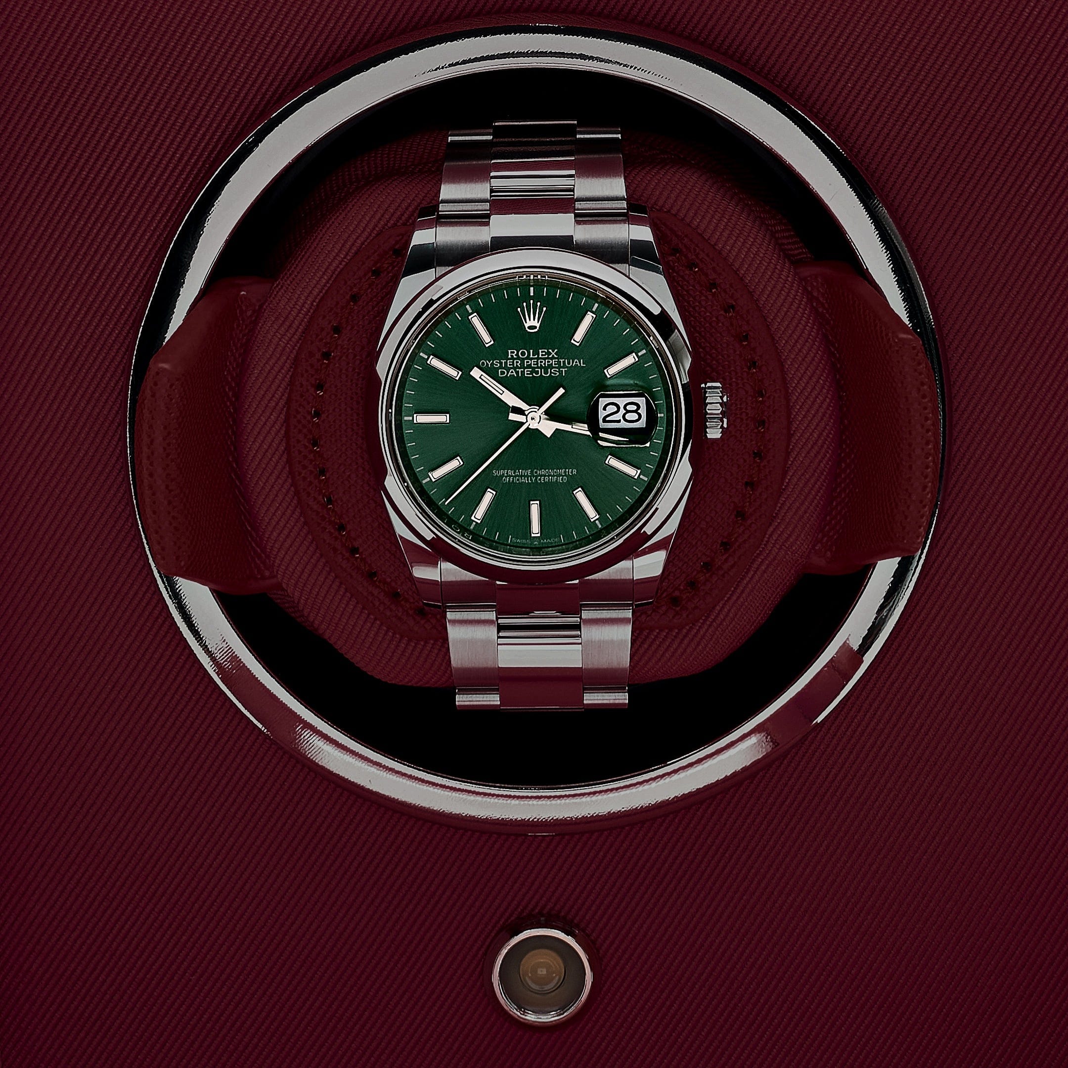 Cub Single Watch Winder with Cover - Bordeaux