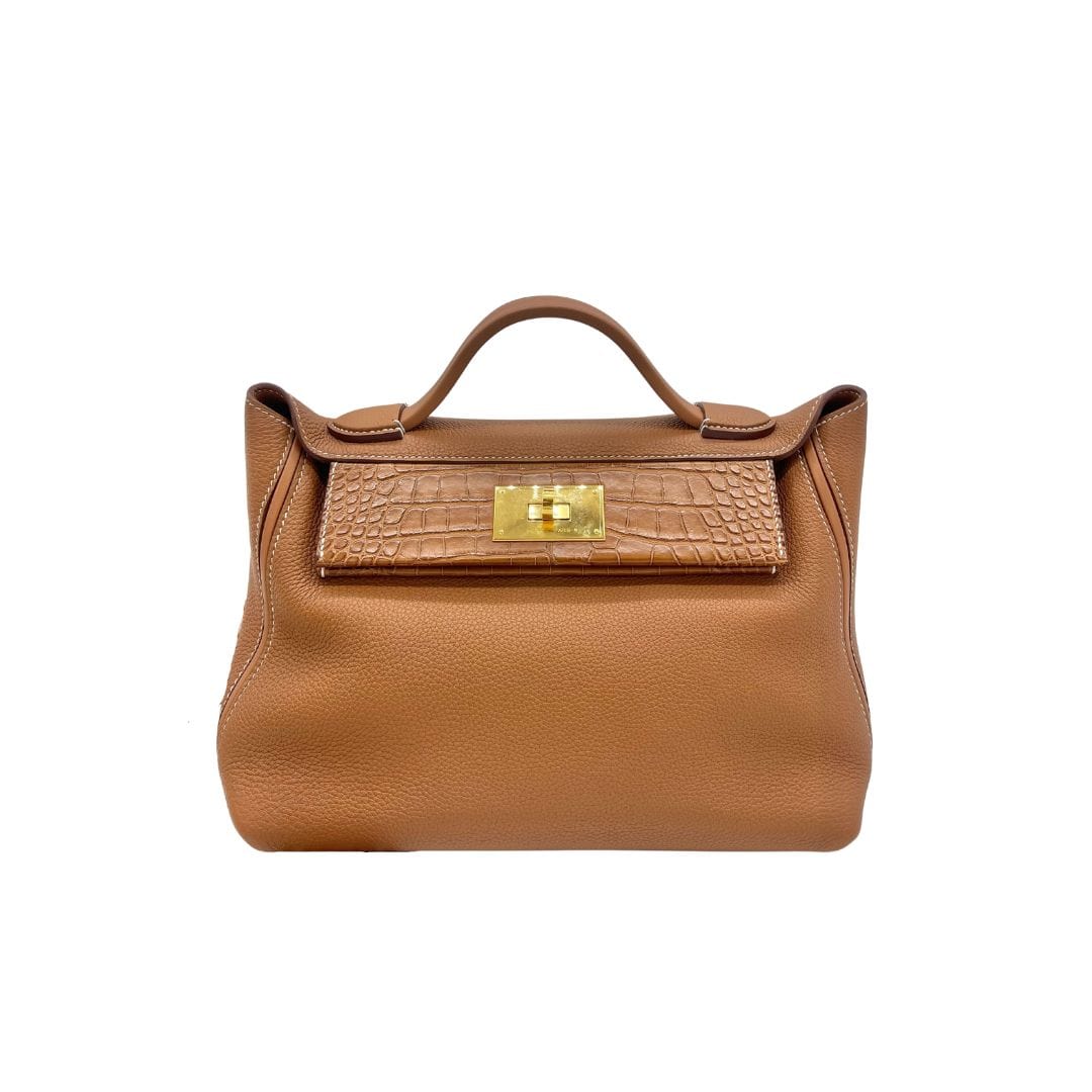 Hermès 24/24 29 Gold Veau Togo Touch Alligator Gold Hardware