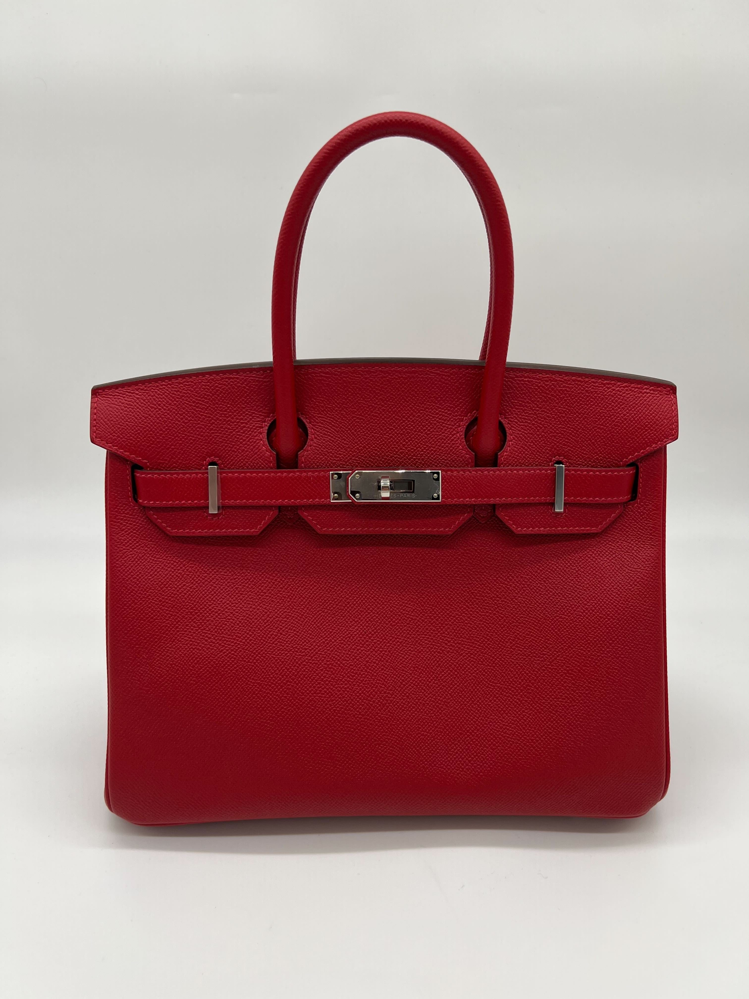 Hermès Birkin 30 Rouge Casaque Epsom Palladium Hardware