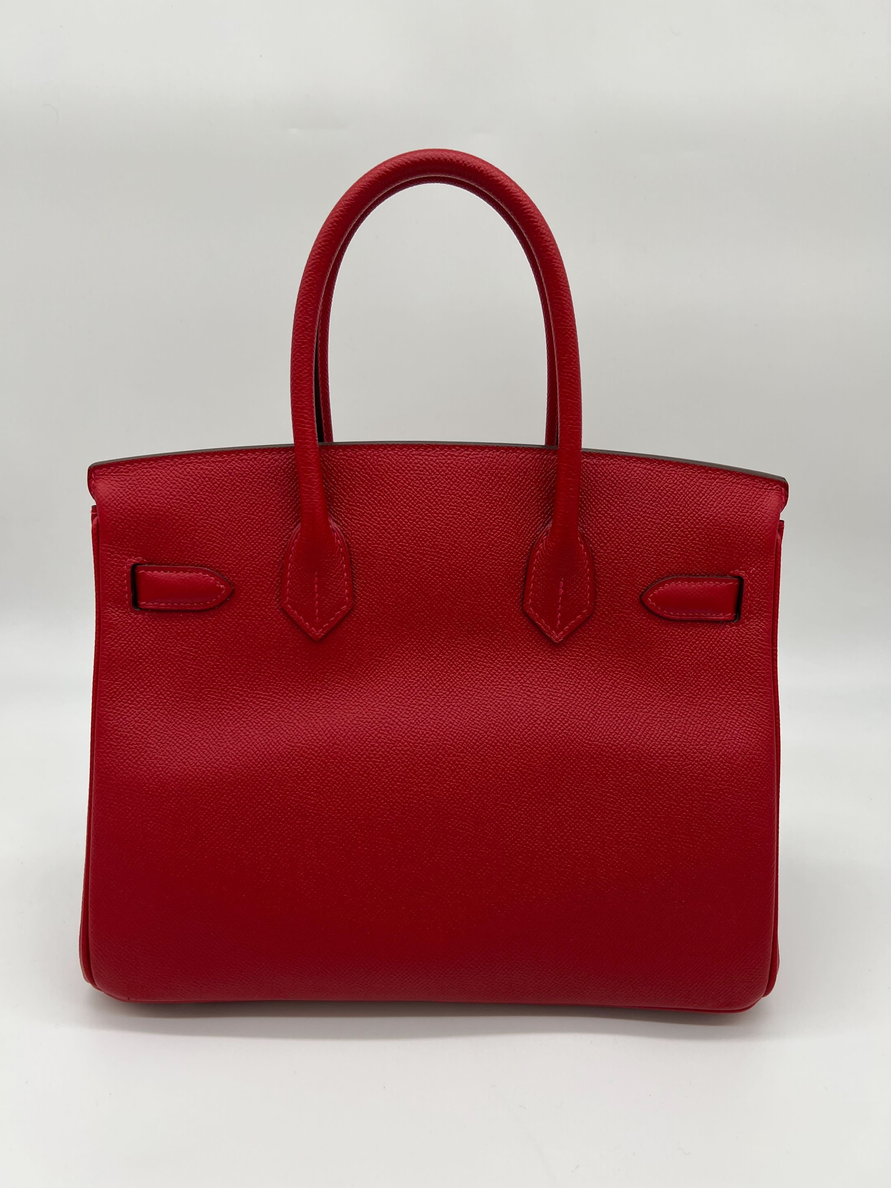 Hermès Birkin 30 Rouge Casaque Epsom Palladium Hardware