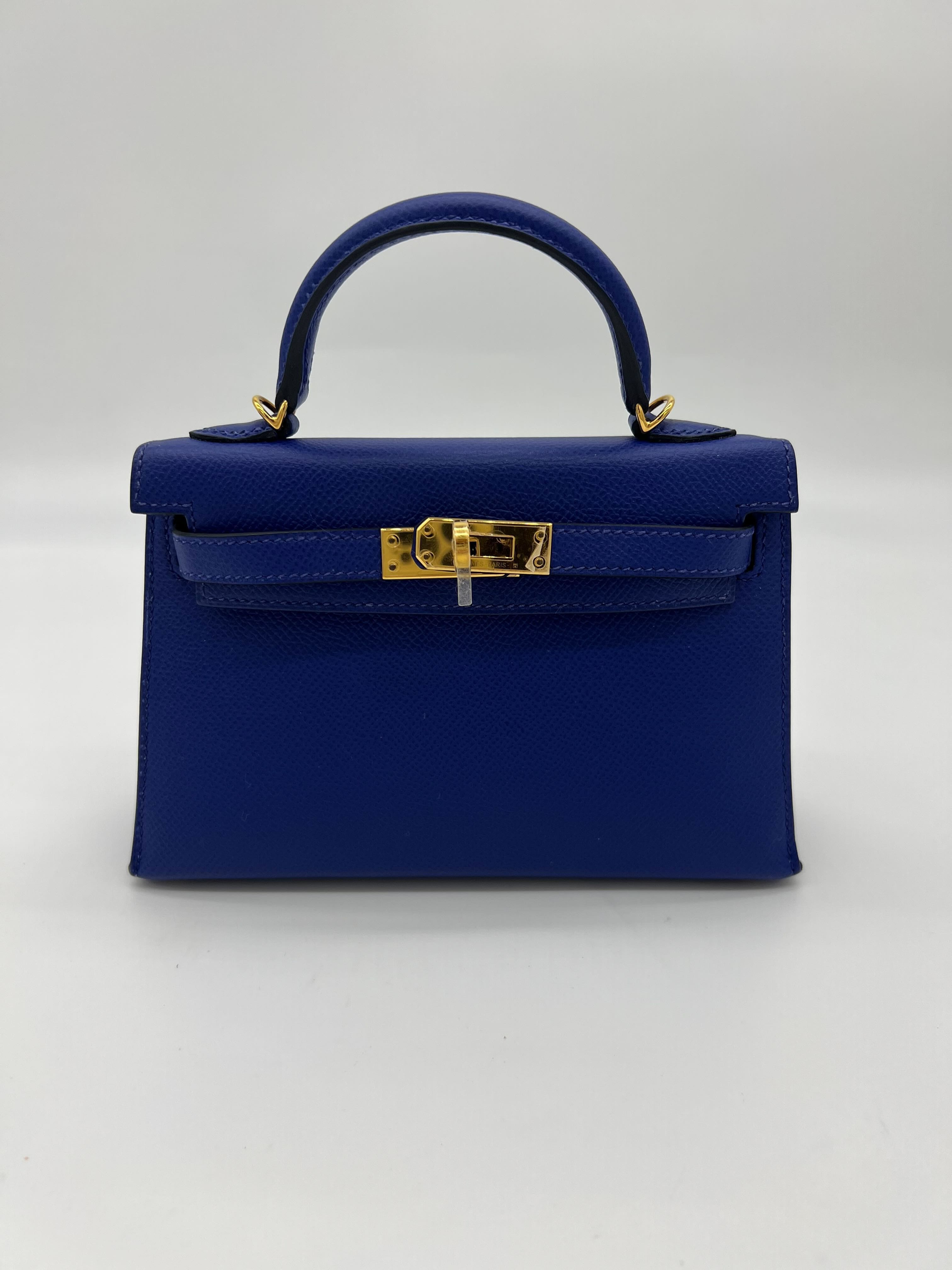 Hermès Kelly 20 Mini Bleu Electrique Epsom Gold Hardware