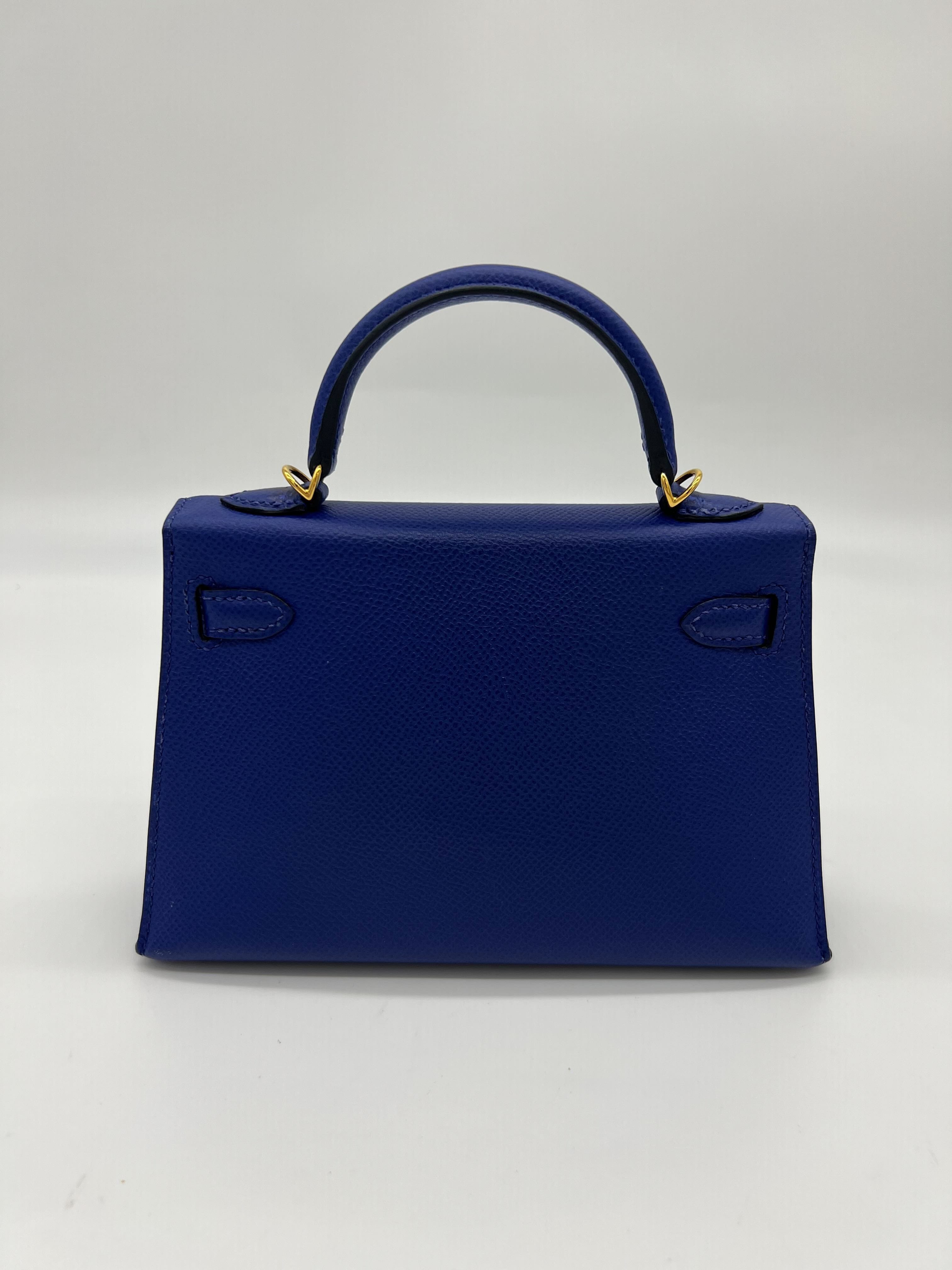 Hermès Kelly 20 Mini Bleu Electrique Epsom Gold Hardware