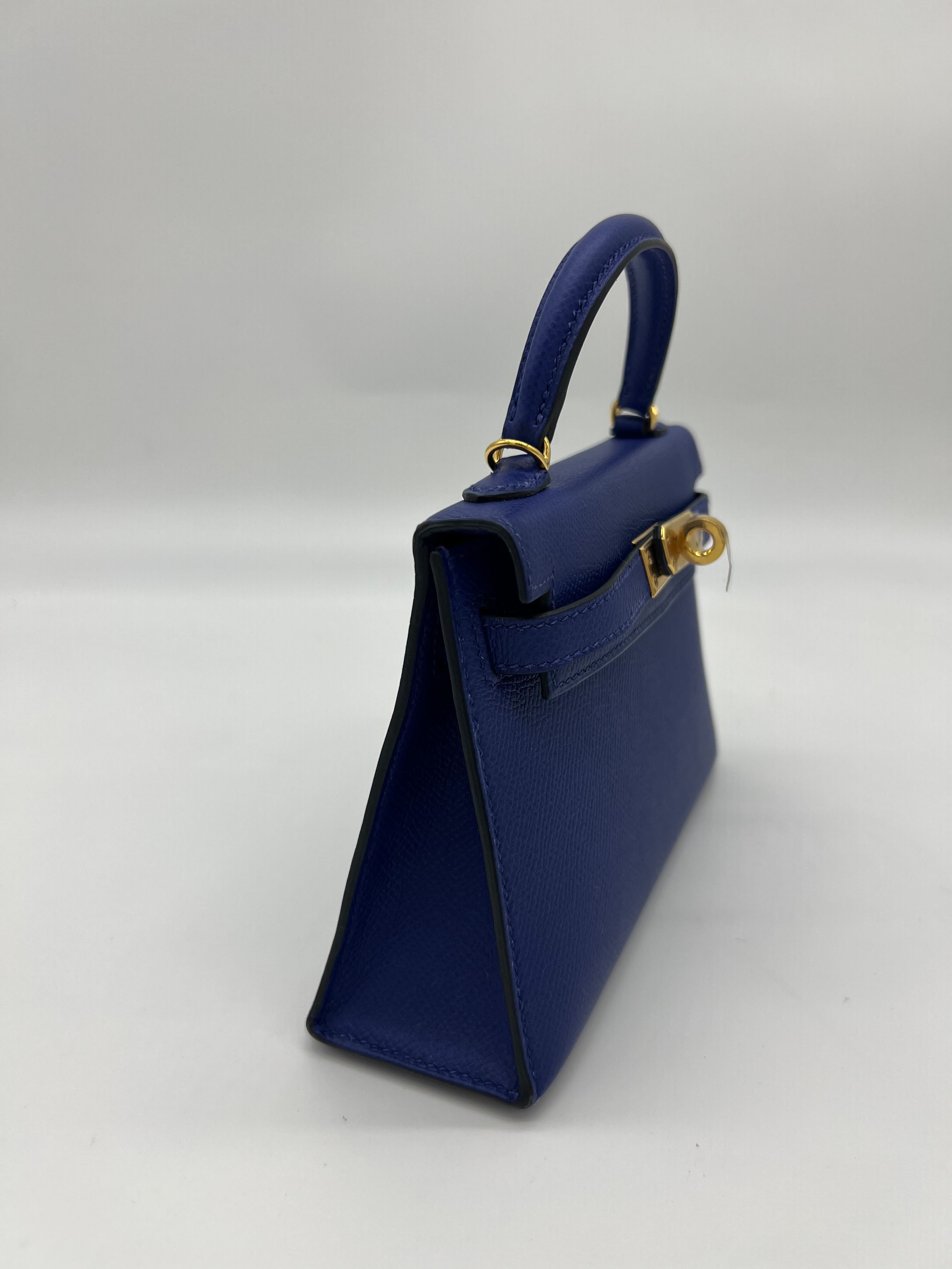 Hermès Kelly 20 Mini Bleu Electrique Epsom Gold Hardware