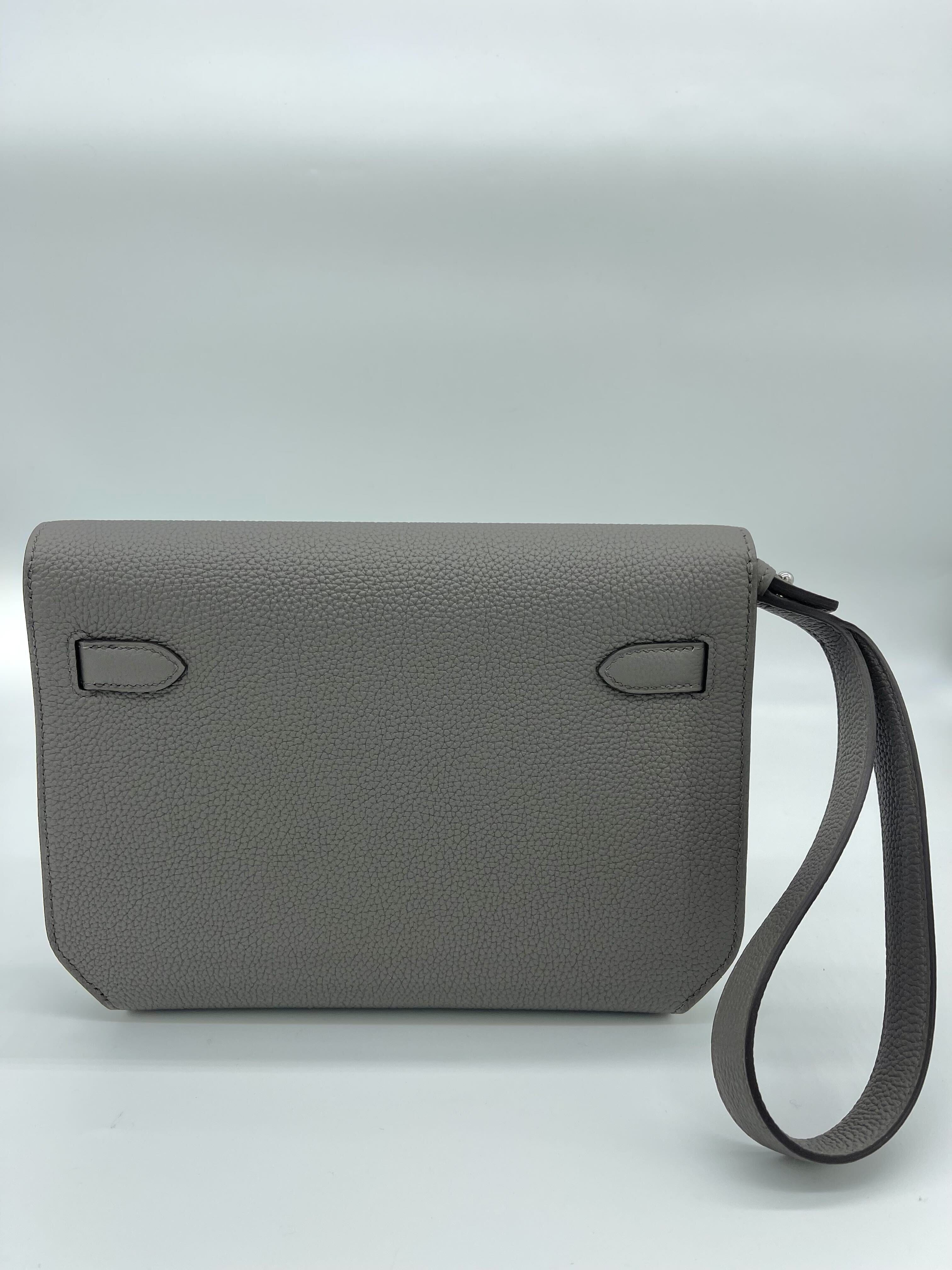 Hermès Kelly Depeches 25 Gris Etain Togo Calfskin Clutch