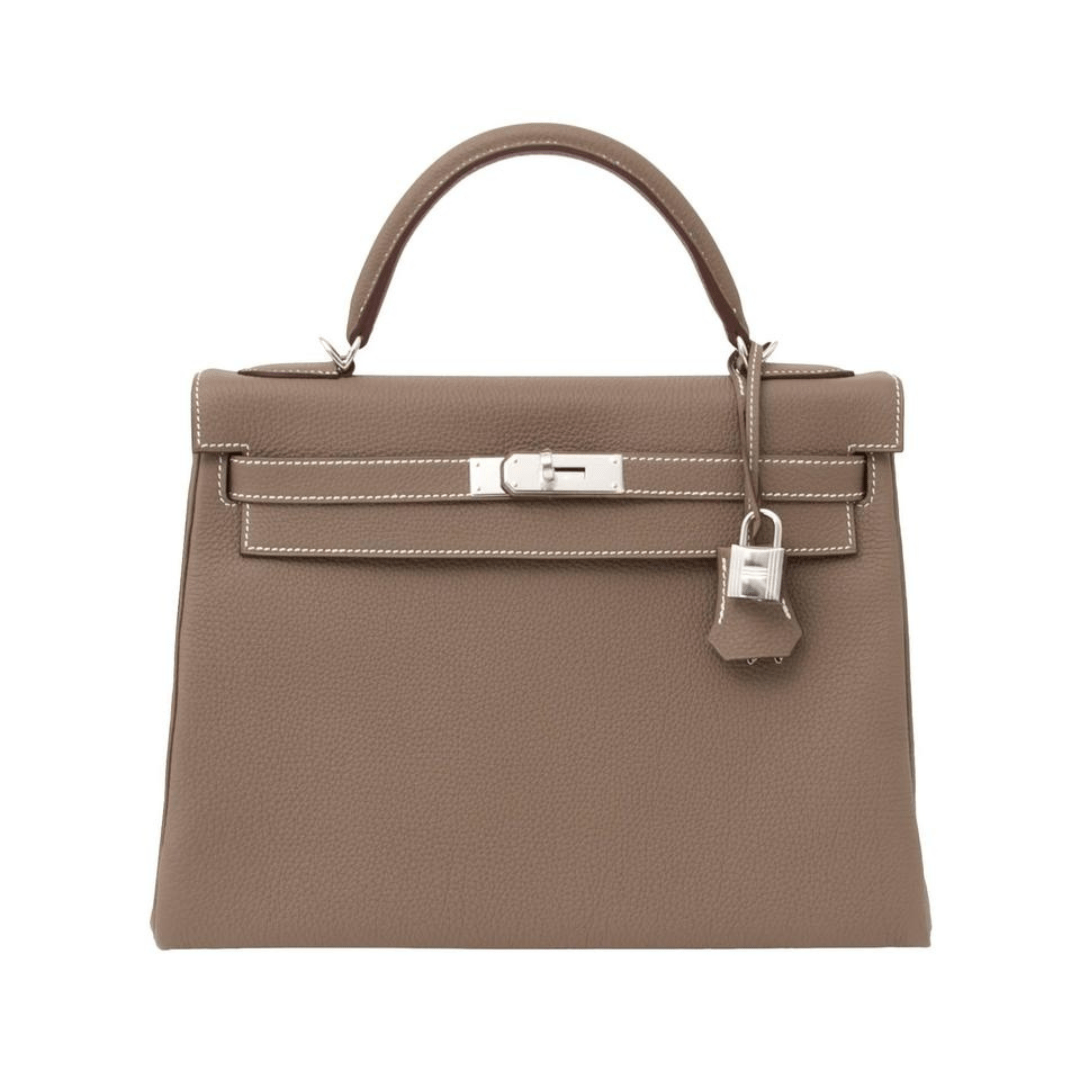 Hermès Kelly II Retourne 32 Togo Etoupe Palladium Hardware