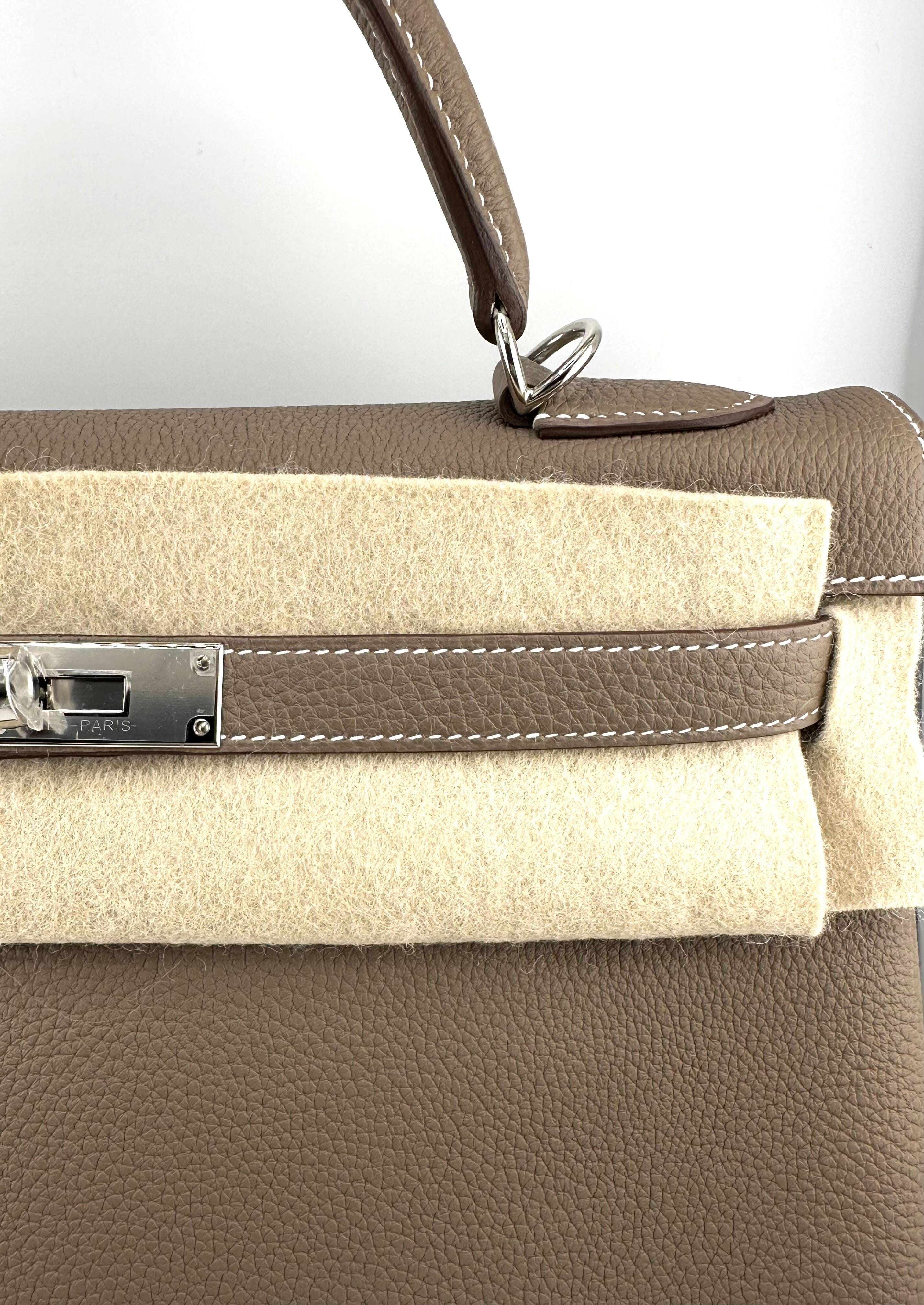 Hermès Kelly II Retourne 32 Togo Etoupe Palladium Hardware