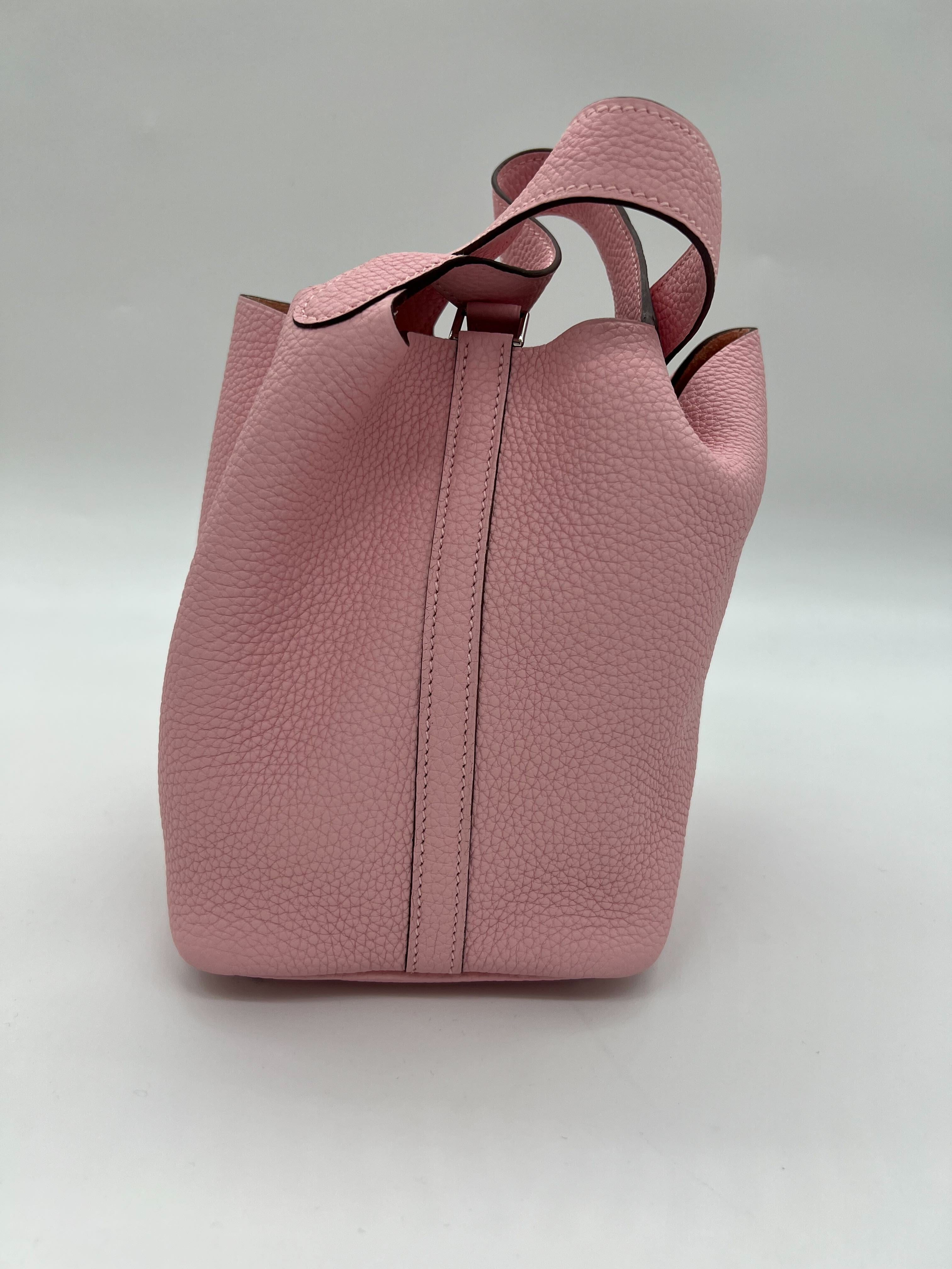 Hermes Picotin 18 Rose Sakura Clemence Leather Palladium Hardware