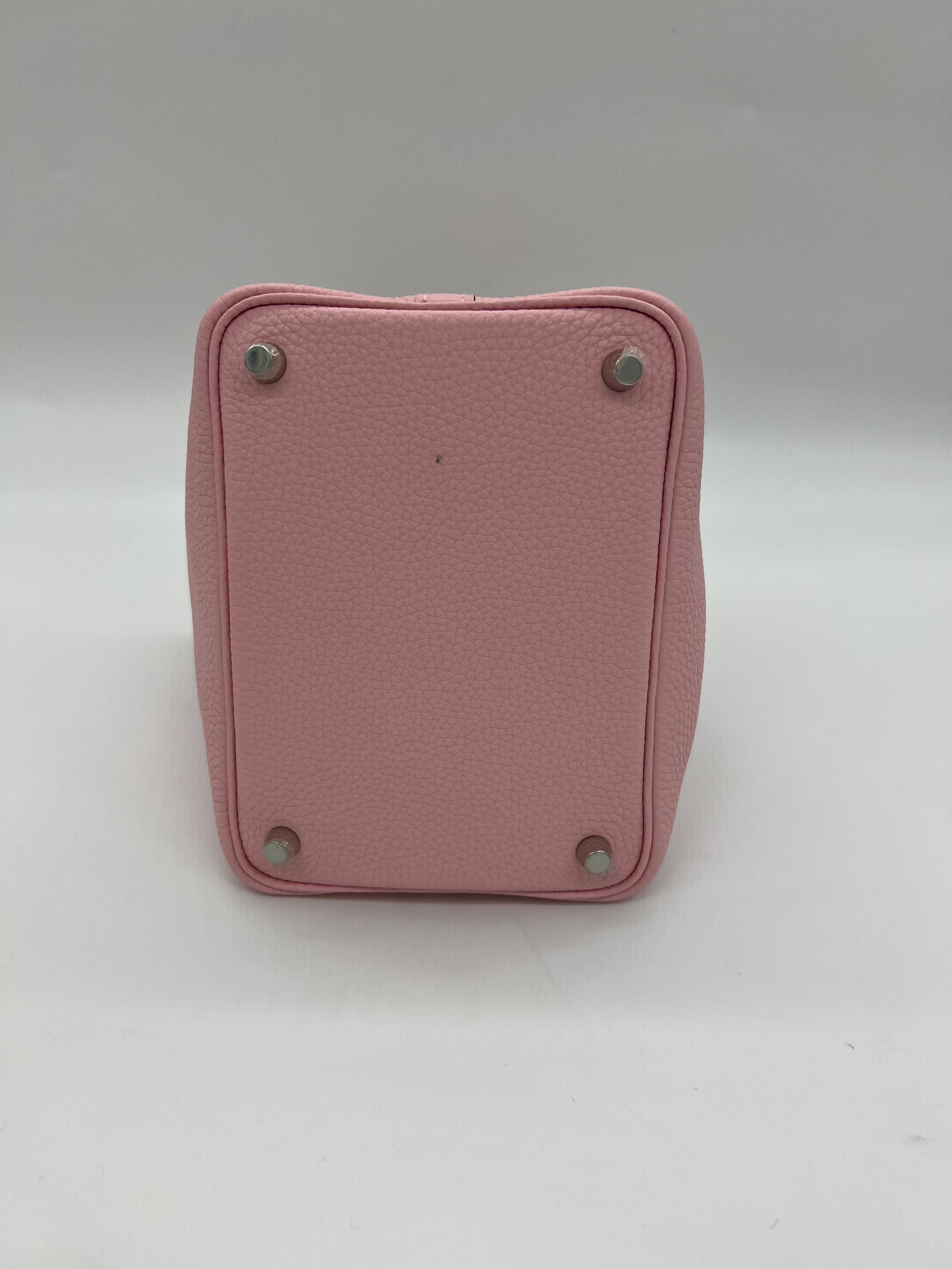 Hermes Picotin 18 Rose Sakura Clemence Leather Palladium Hardware