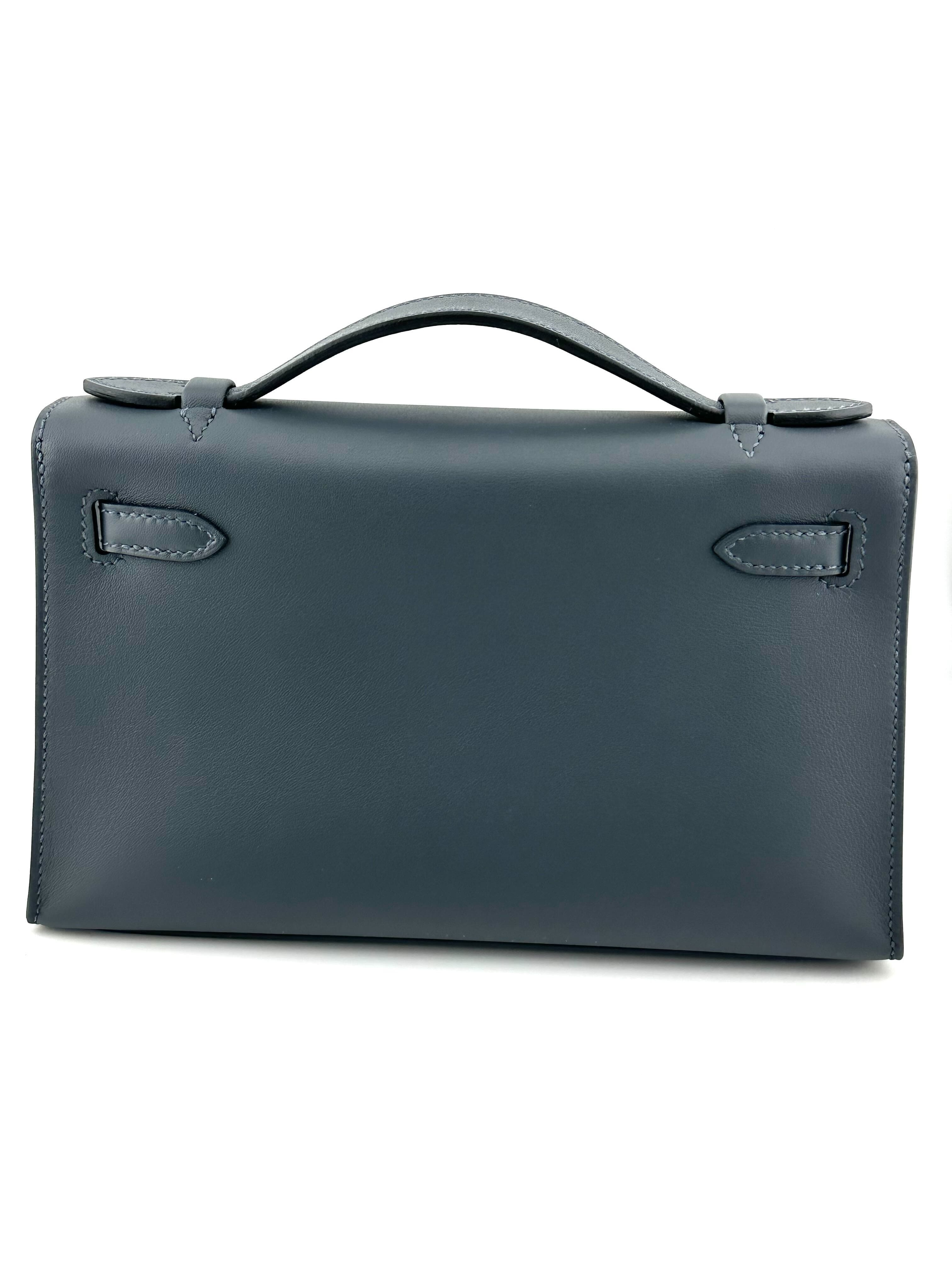 Hermès Pochette Kelly Mini Swift Leather Gris Palladium Hardware