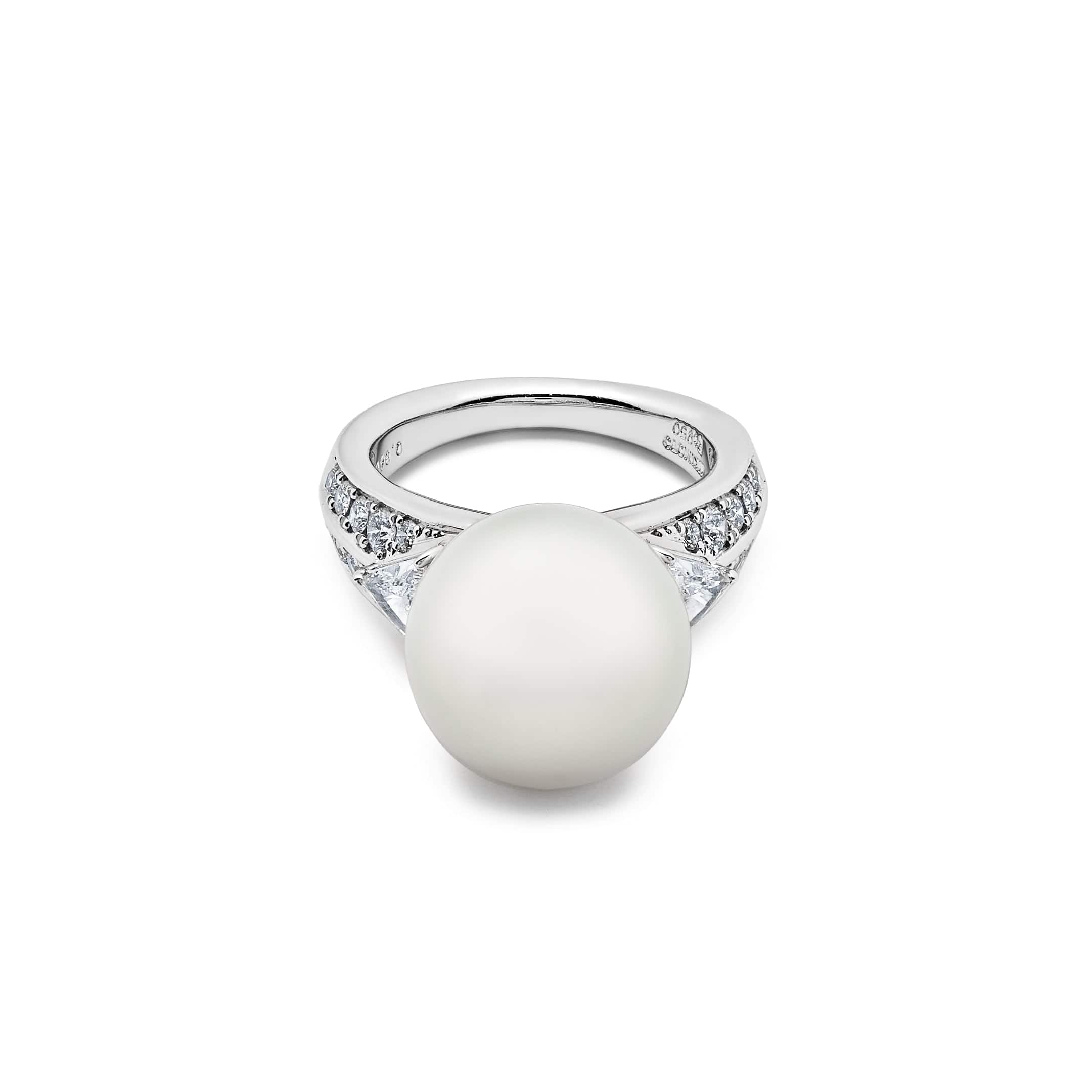 Mikimoto White South Sea Cultured Pearl and Diamond Ring