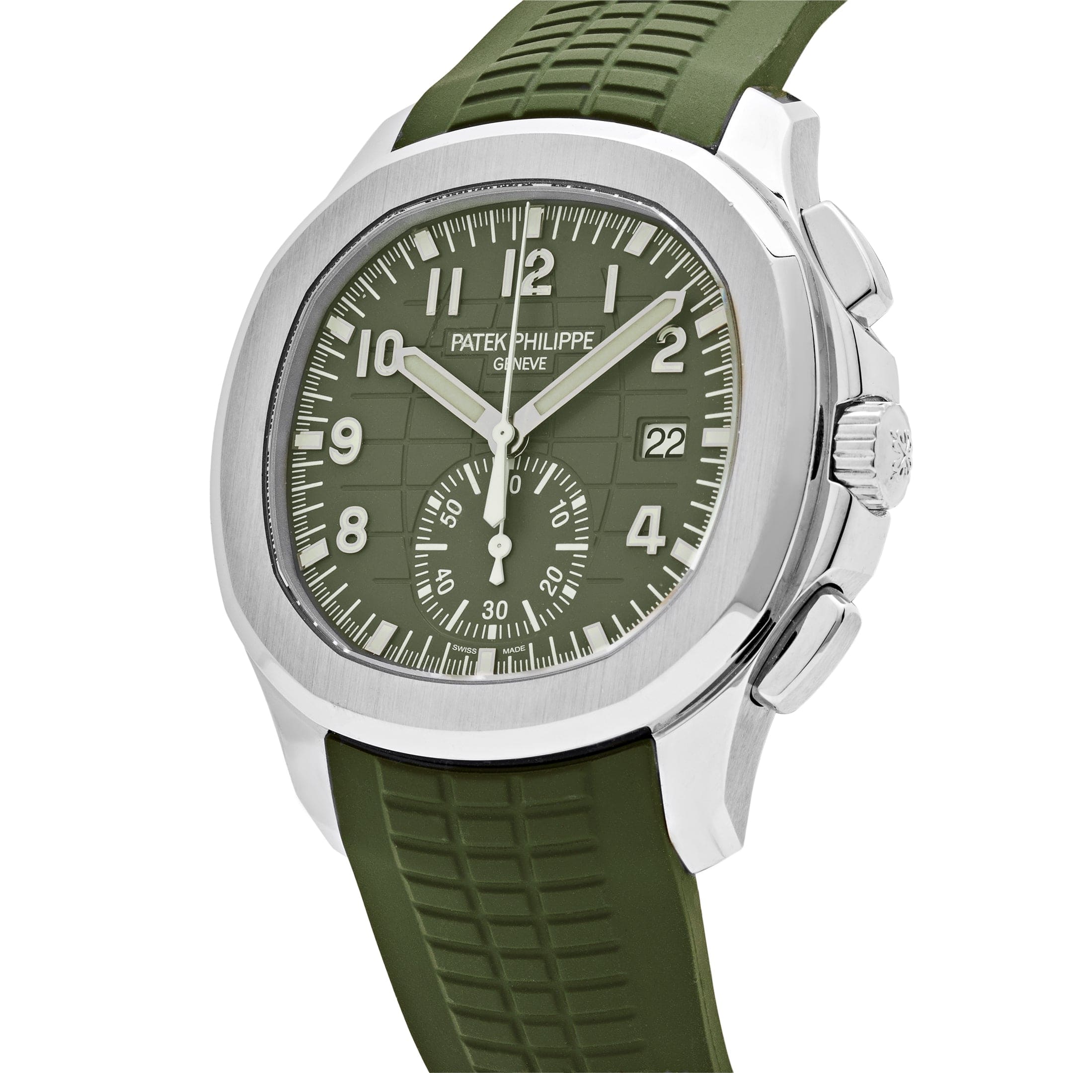 Patek Philippe Aquanaut 5968G-010 Chronograph White Gold Khaki Green Dial Uncut strap (2024)