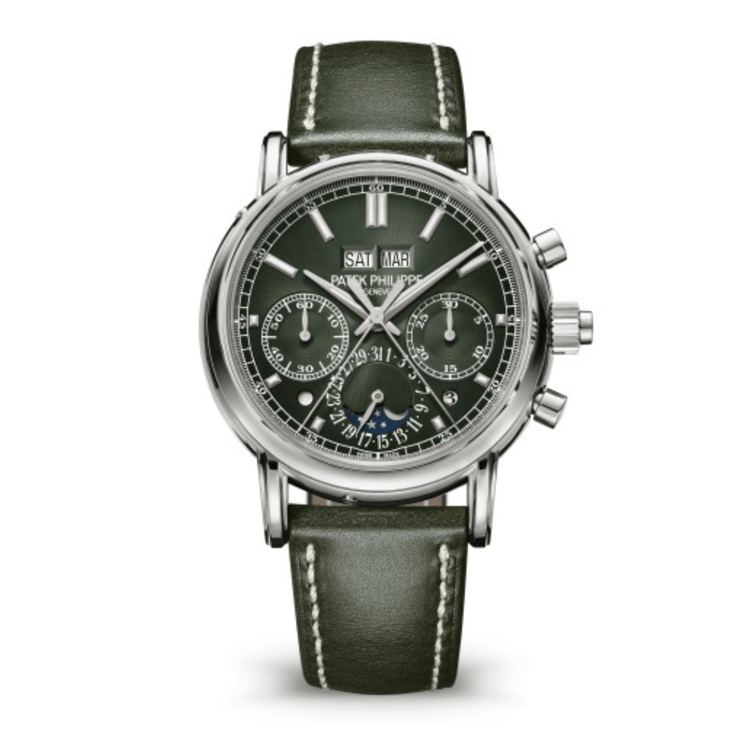 Patek Philippe Grand Complications 5204G-001 Perpetual Calendar White Gold Green Dial