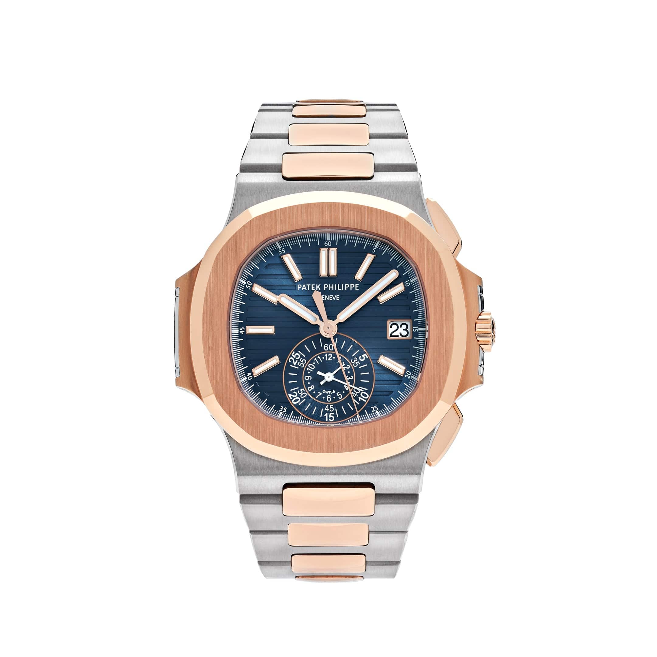Patek Philippe Nautilus 5980/1AR-001 Chronograph Stainless Steel Rose Gold Blue Dial (2019)