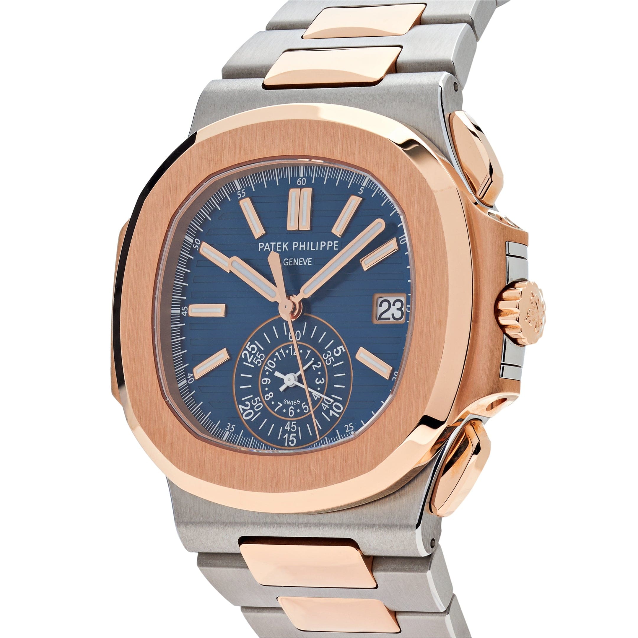 Patek Philippe Nautilus 5980/1AR-001 Chronograph Stainless Steel Rose Gold Blue Dial (2024)
