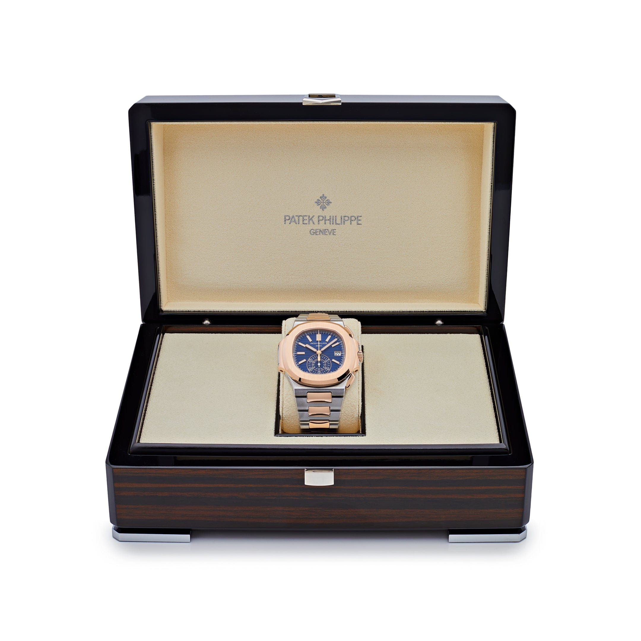 Patek Philippe Nautilus 5980/1AR-001 Chronograph Stainless Steel Rose Gold Blue Dial (2024)
