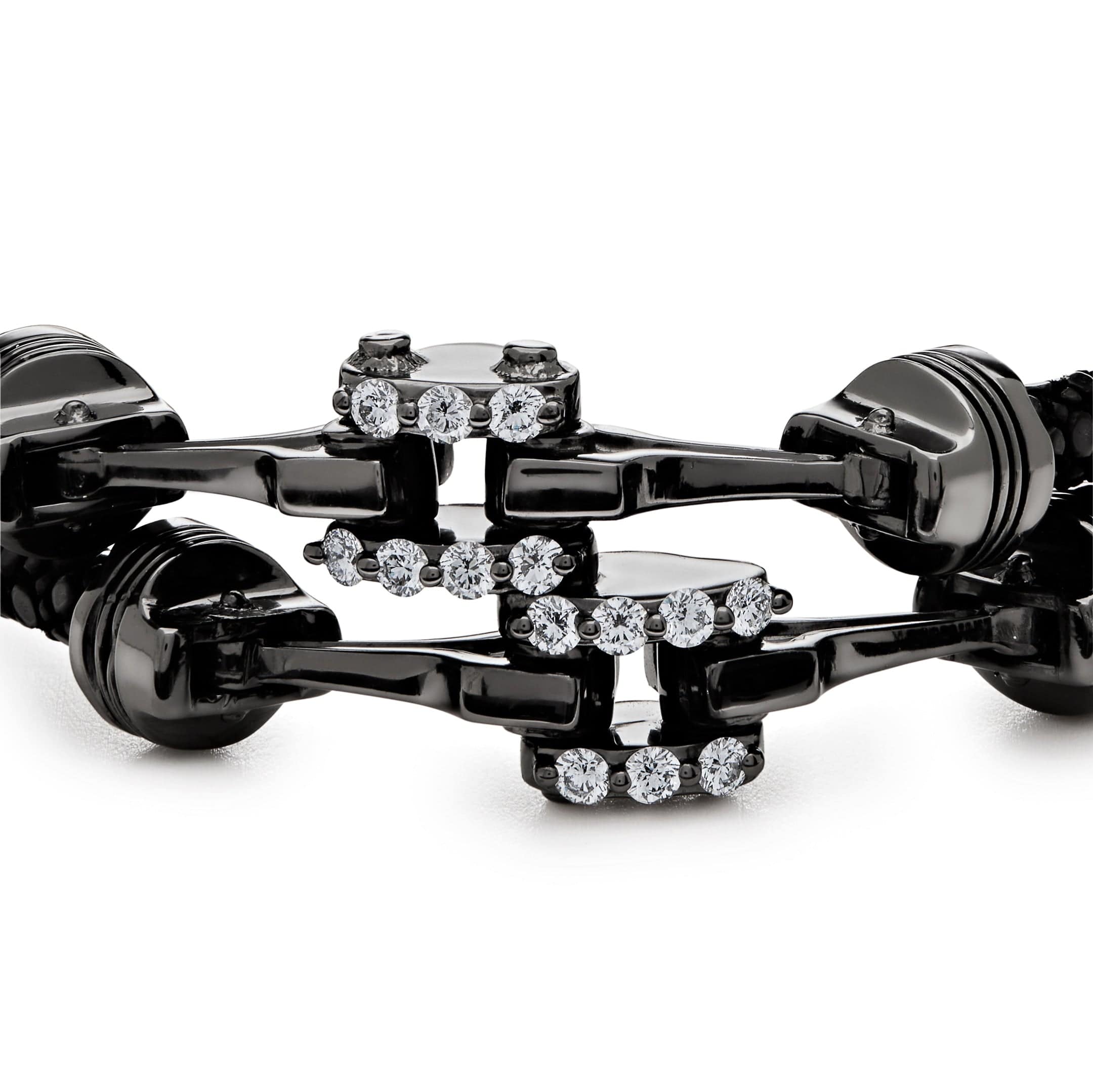 Silver Piston Black Platinum Plated White Diamonds Bracelet