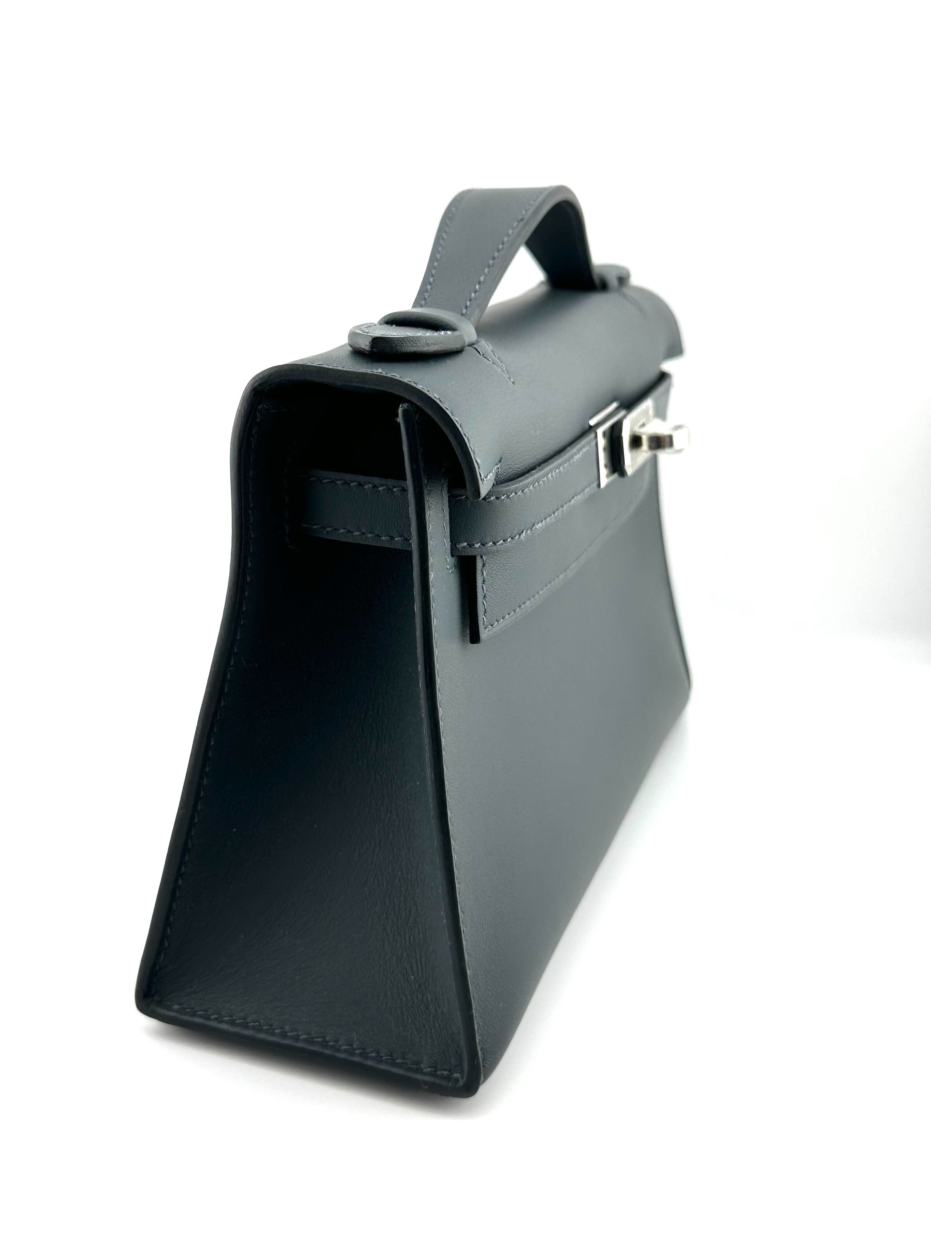 Hermès Pochette Kelly Mini Swift Leather Gris Palladium Hardware