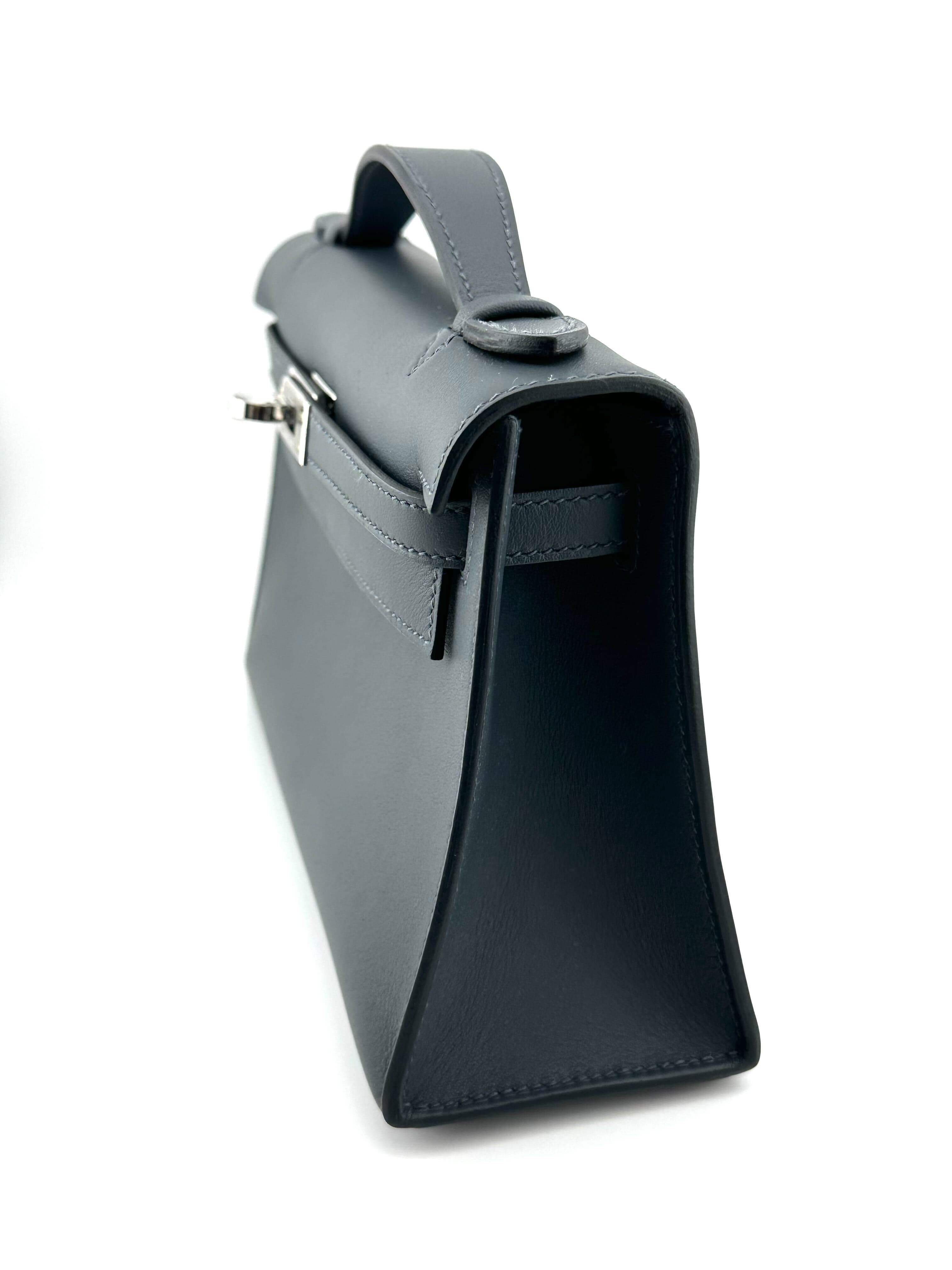 Hermès Pochette Kelly Mini Swift Leather Gris Palladium Hardware