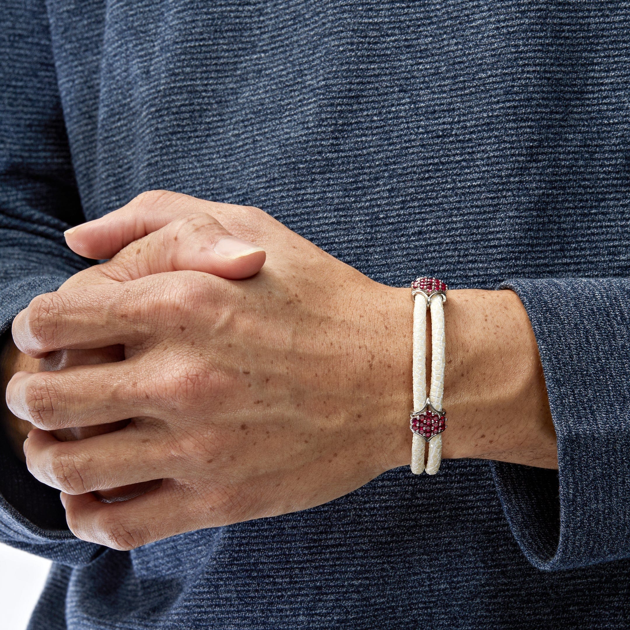 Pure Silver Ruby White Stingray Bracelet