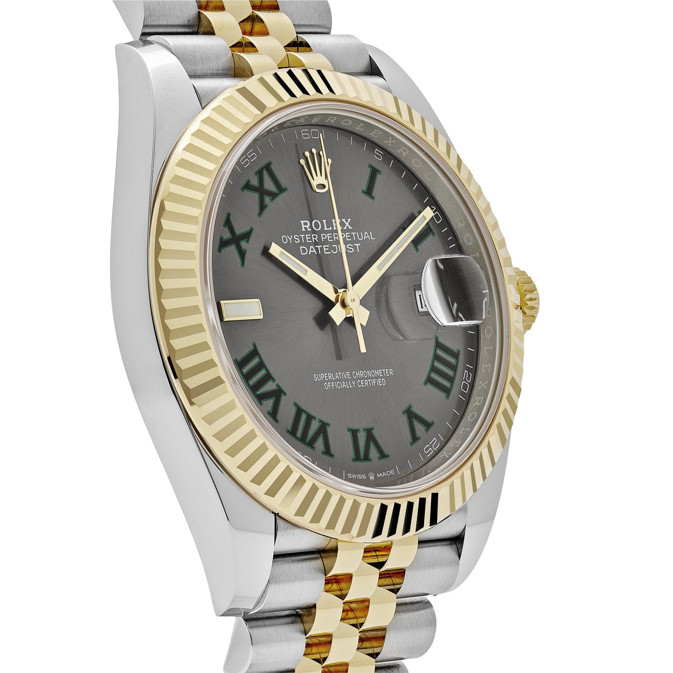 Rolex Datejust 126333 Wimbledon Yellow Gold Stainless Steel Slate Dial Jubilee