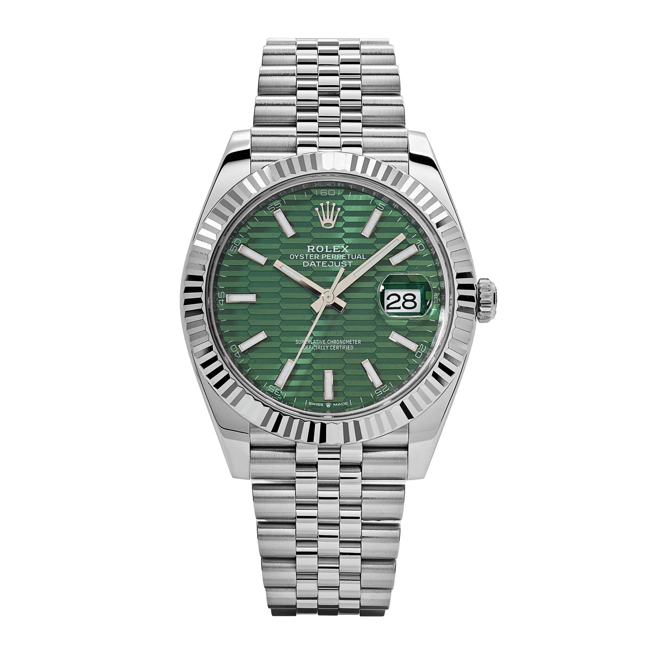 Rolex Datejust 126334 Stainless Steel Fluted Motif Green Dial Jubilee (2022)