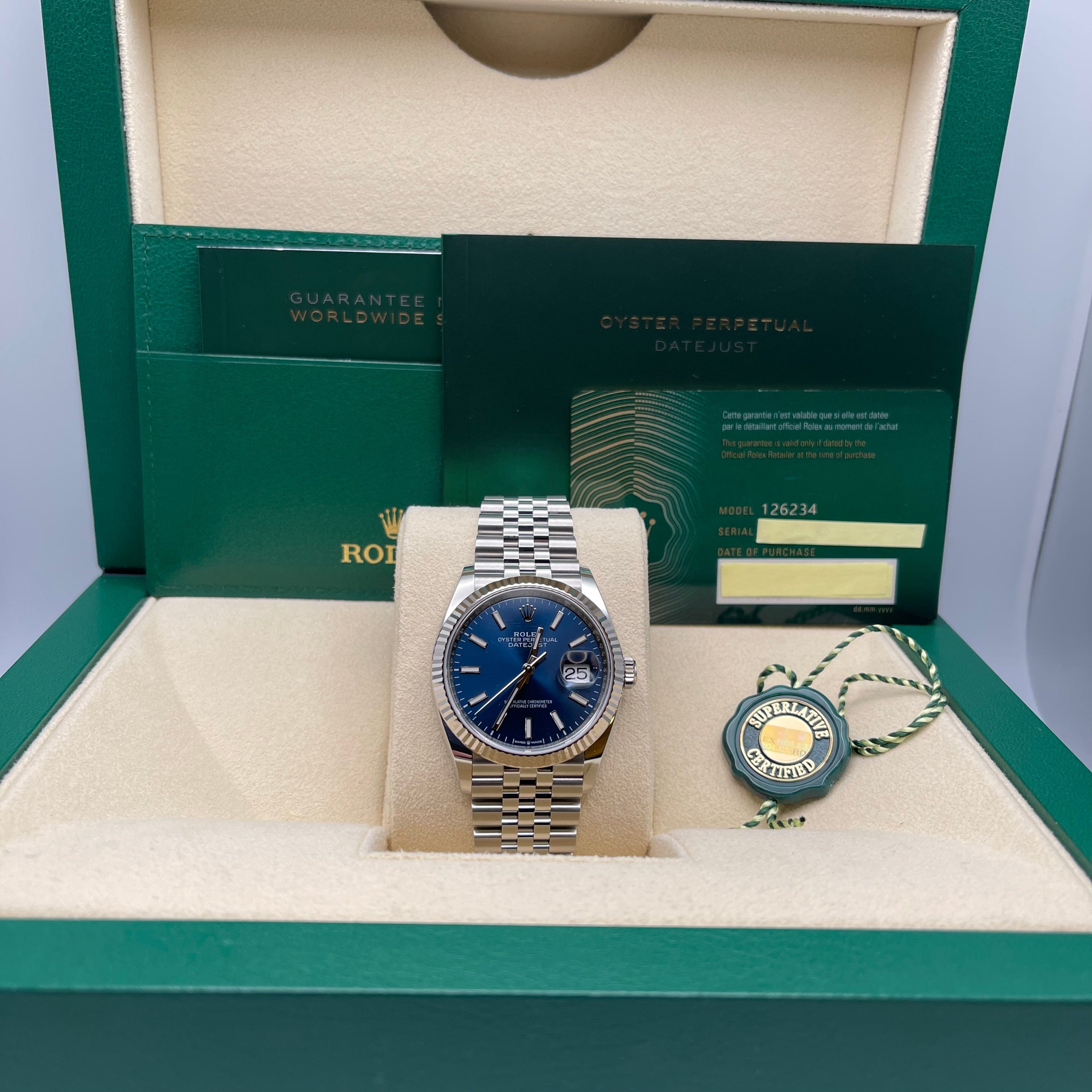 Rolex Datejust 126234 White Gold Stainless Steel Blue Dial Jubilee