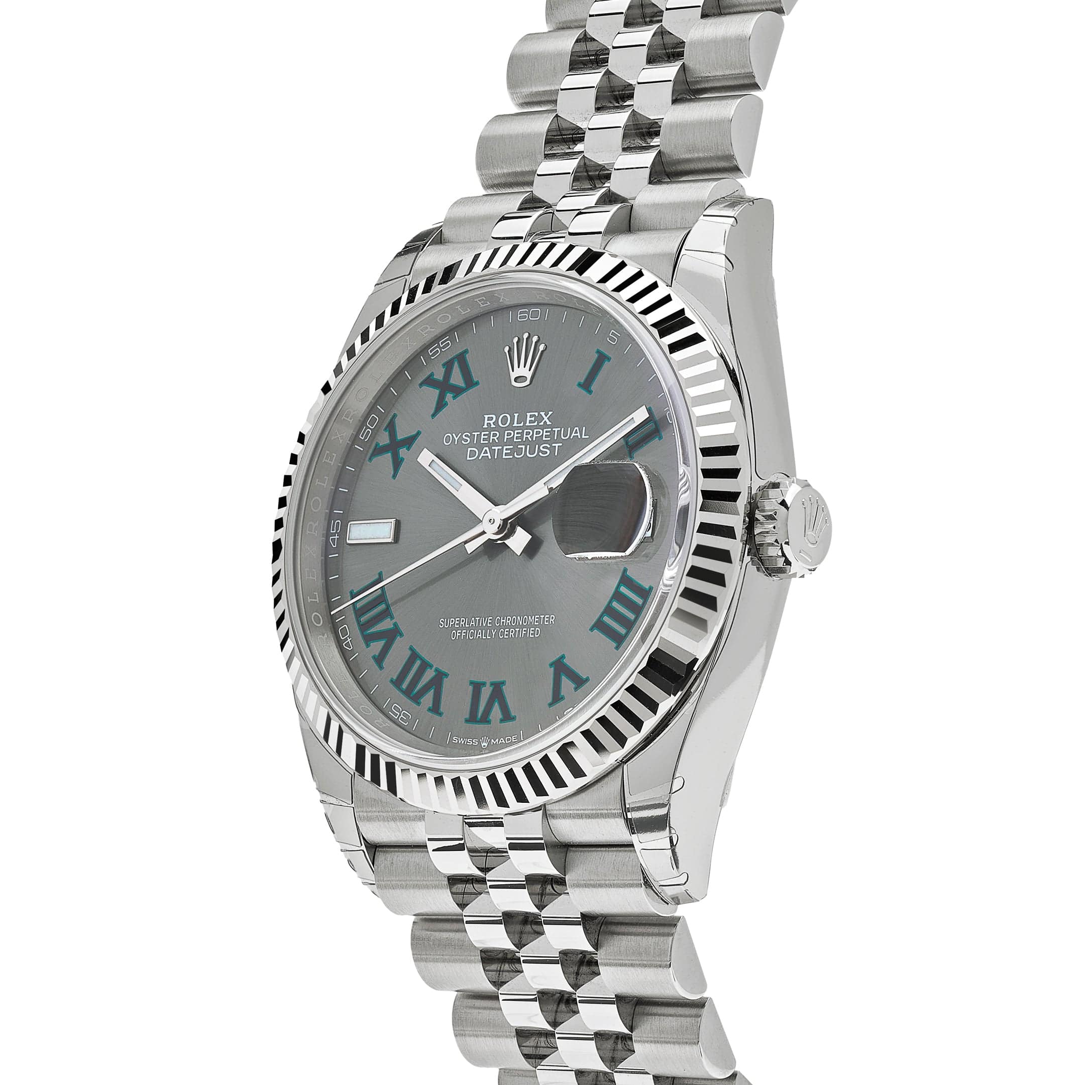 Rolex Datejust 126234 White Gold Stainless Steel Slate 'Wimbledon' Dial Jubilee