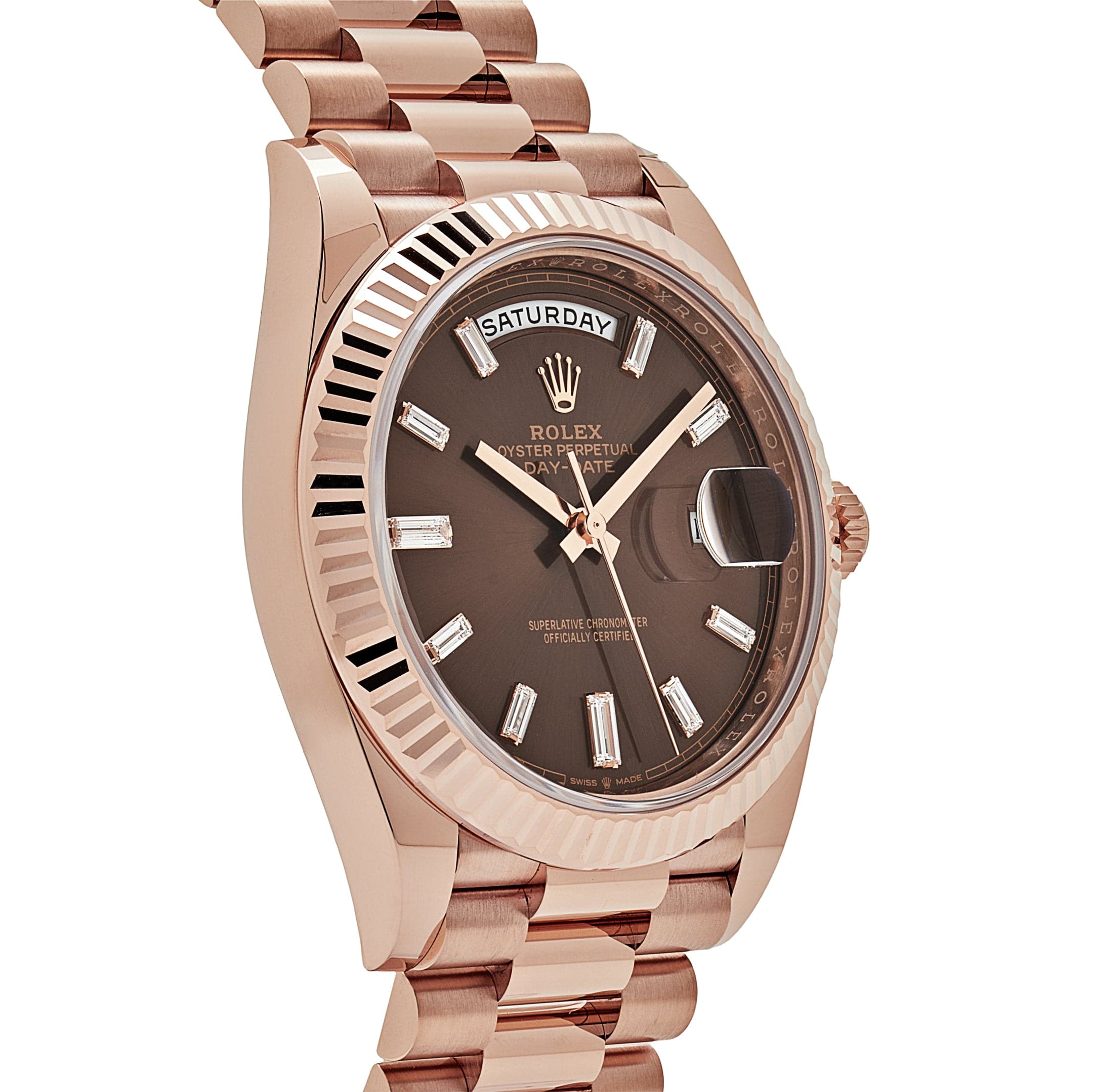 Rolex Day-Date 228235  Rose Gold Chocolate Baguette Diamond Dial (2021)