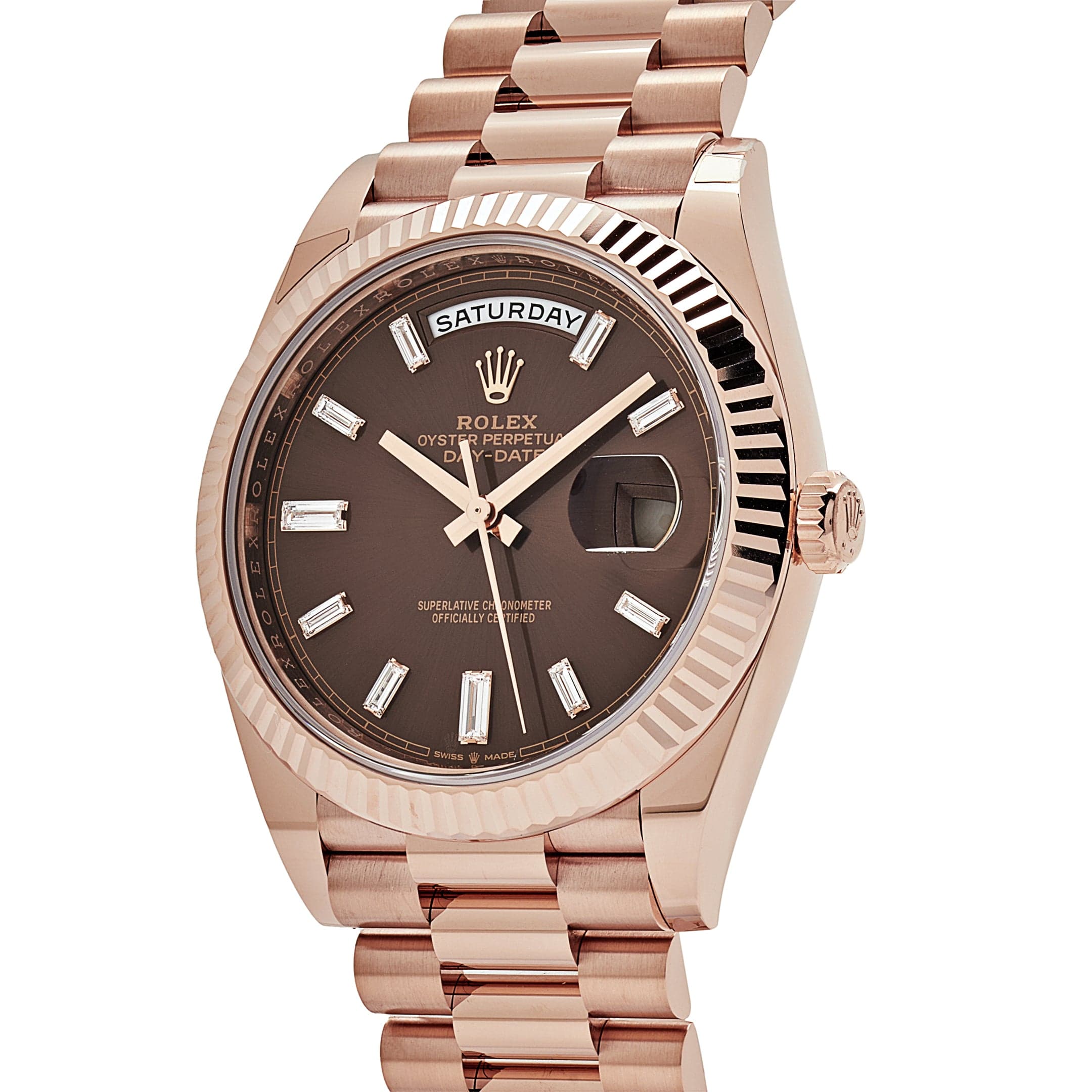 Rolex Day-Date 228235  Rose Gold Chocolate Baguette Diamond Dial (2021)
