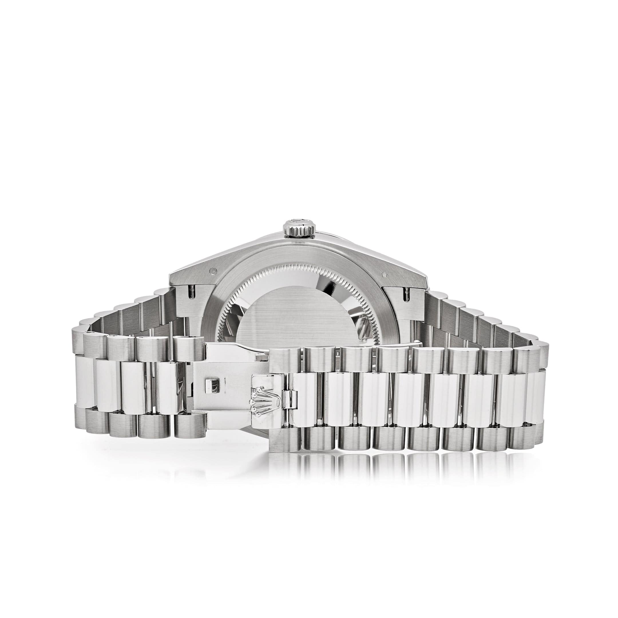 Rolex Day-Date 228396TBR Platinum Ice Blue Arabic Dial Diamond Bezel