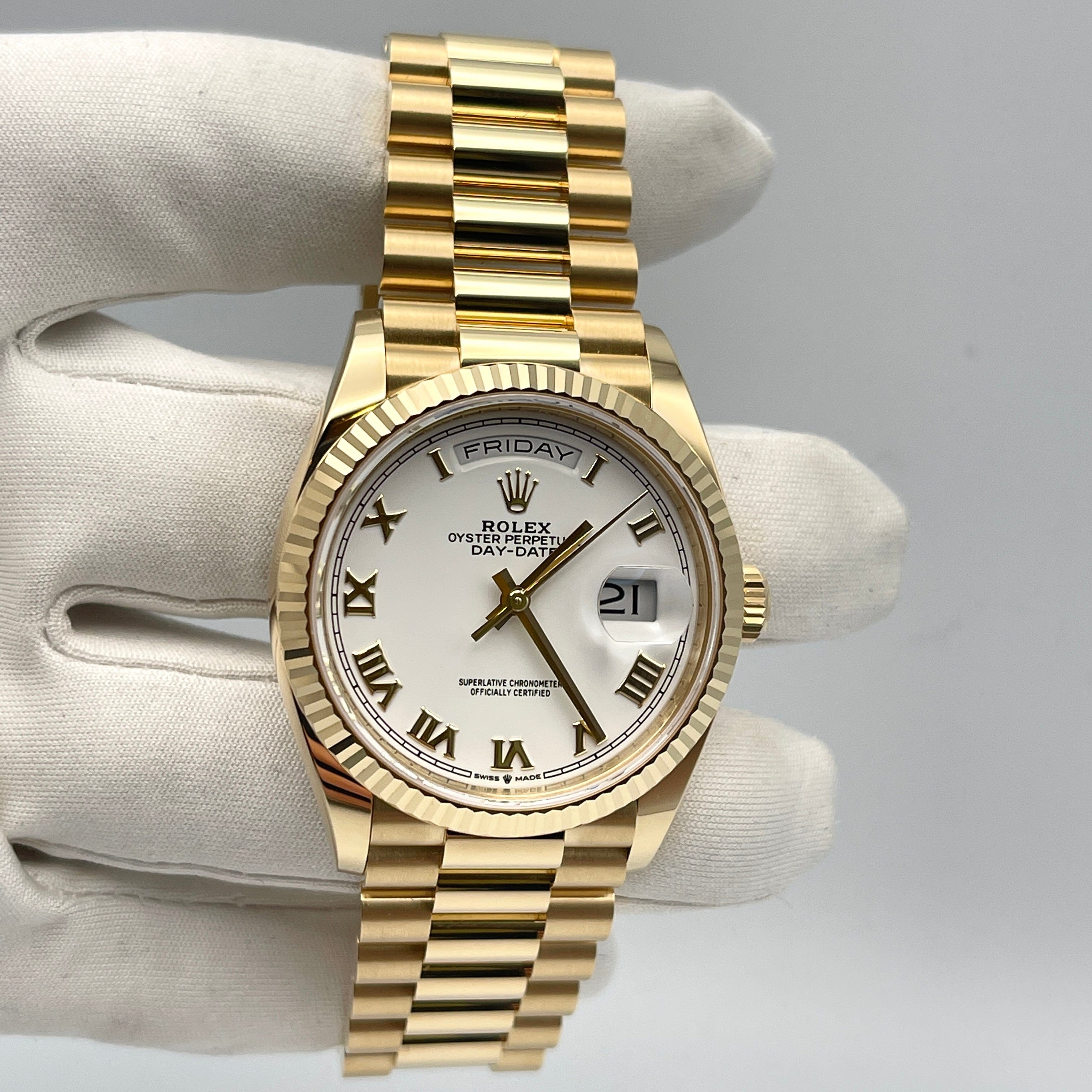 Rolex Day-Date 128238 Yellow Gold White Dial