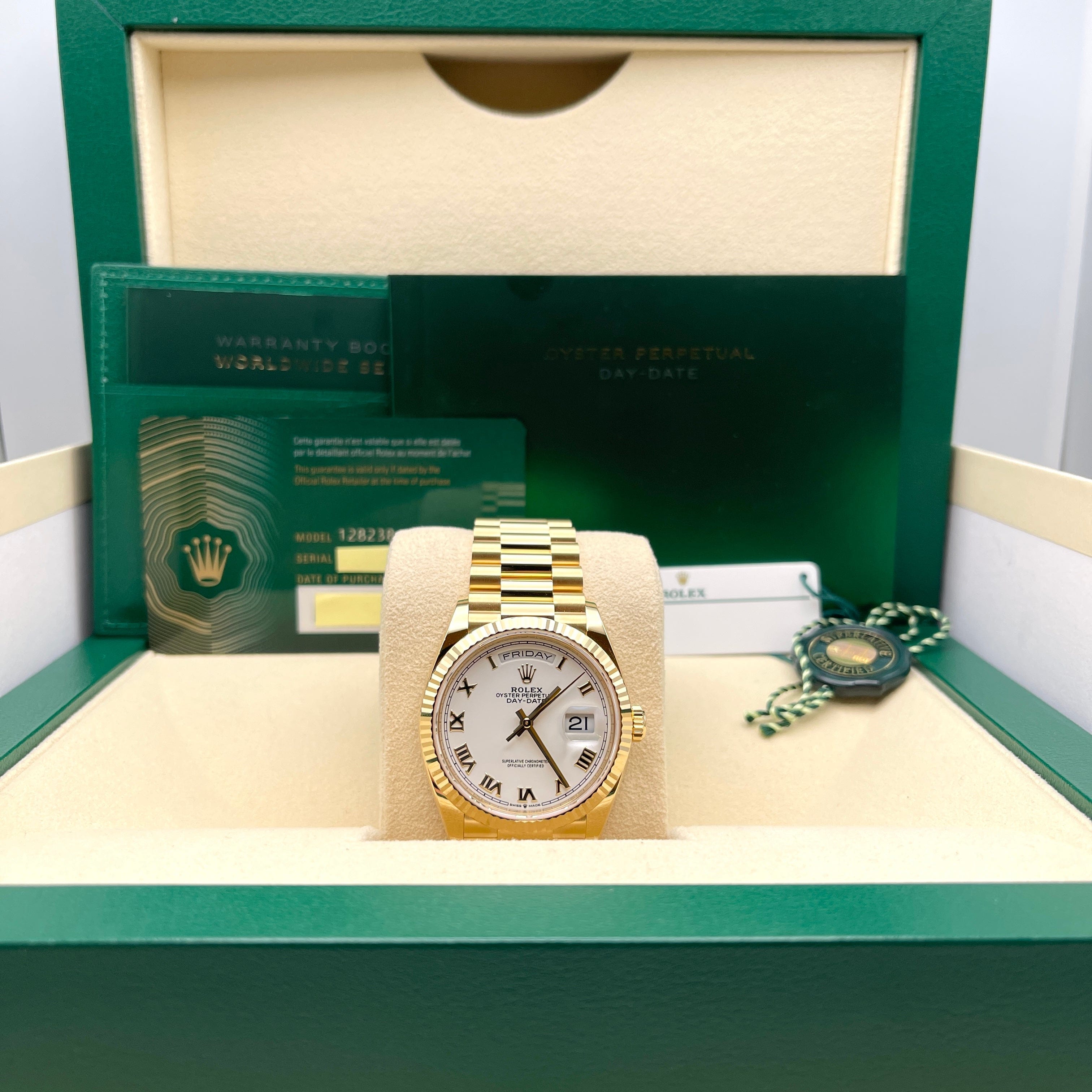 Rolex Day-Date 128238 Yellow Gold White Dial