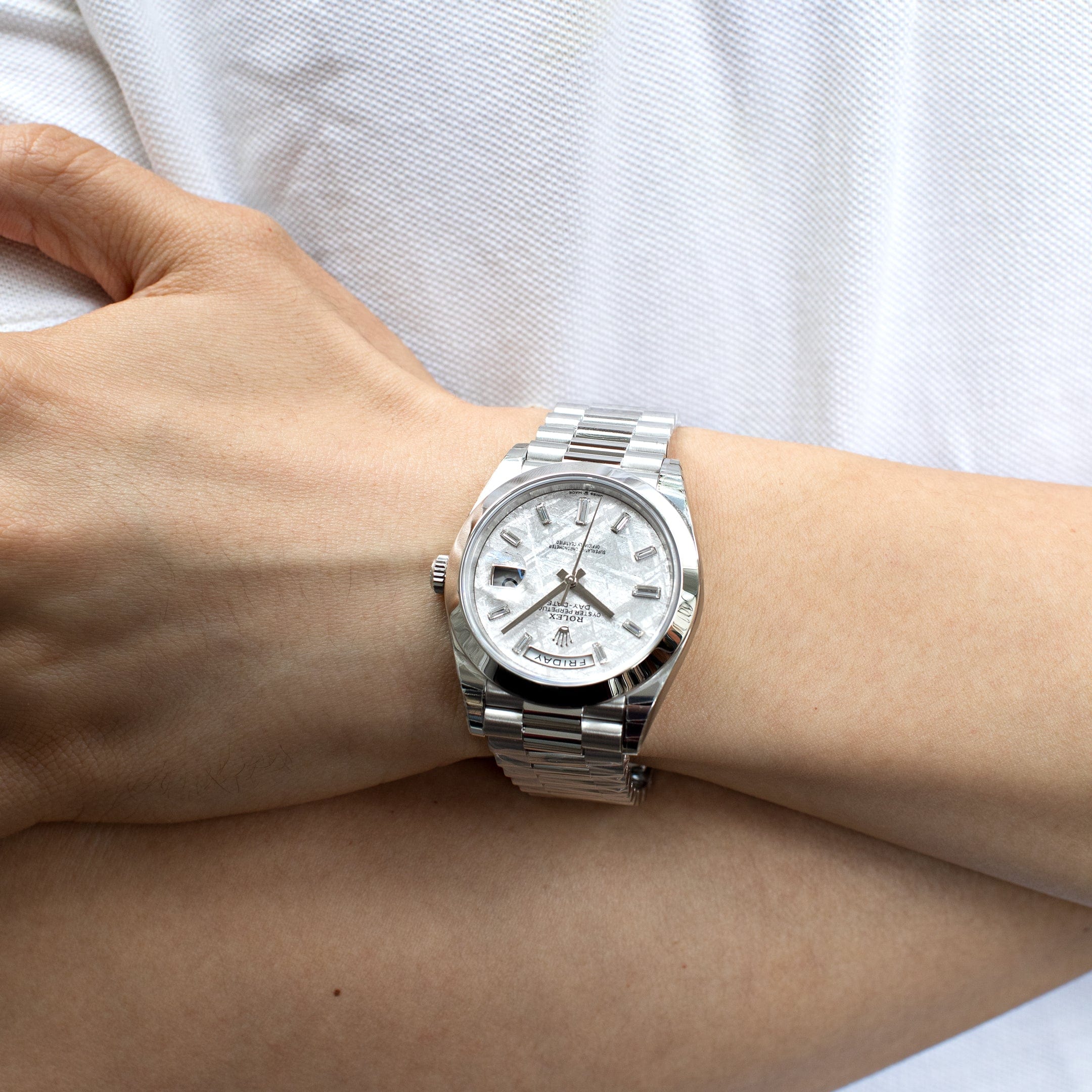 Rolex Day-Date 228206 Platinum Meteorite Diamond Dial