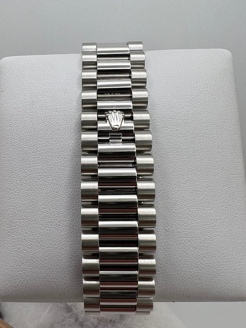 Rolex Day-Date 228396TBR Platinum Olive Green Dial Diamond Bezel