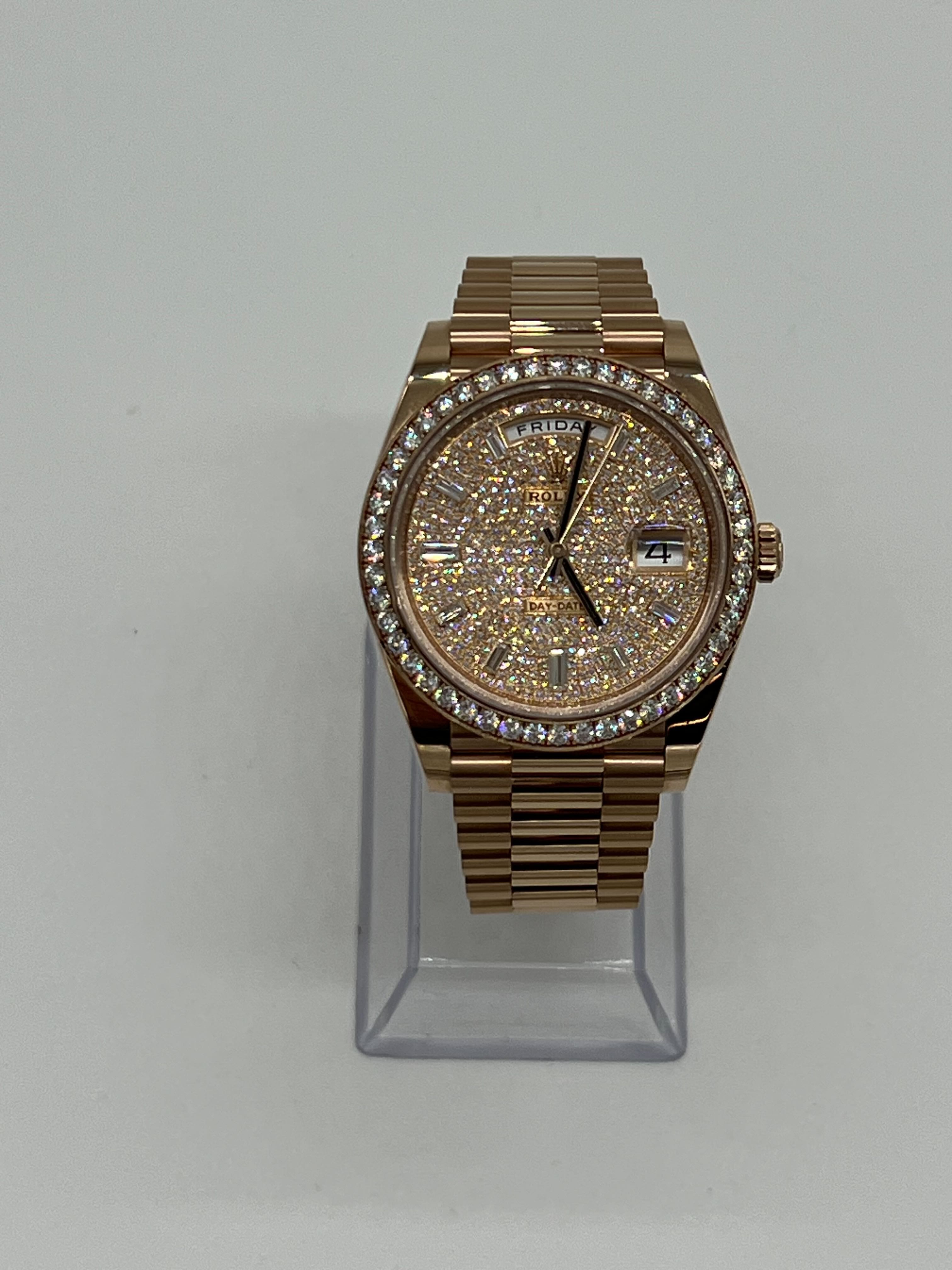 Rolex Day-Date 228345RBR Rose Gold Diamond Bezel Diamond-Paved Dial